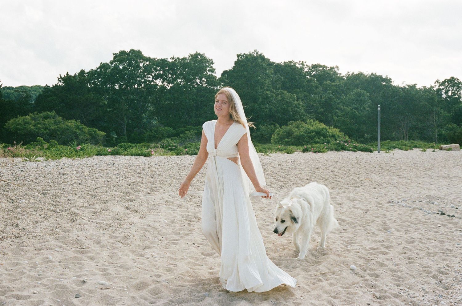 romantic long island beach wedding on 35 mm film