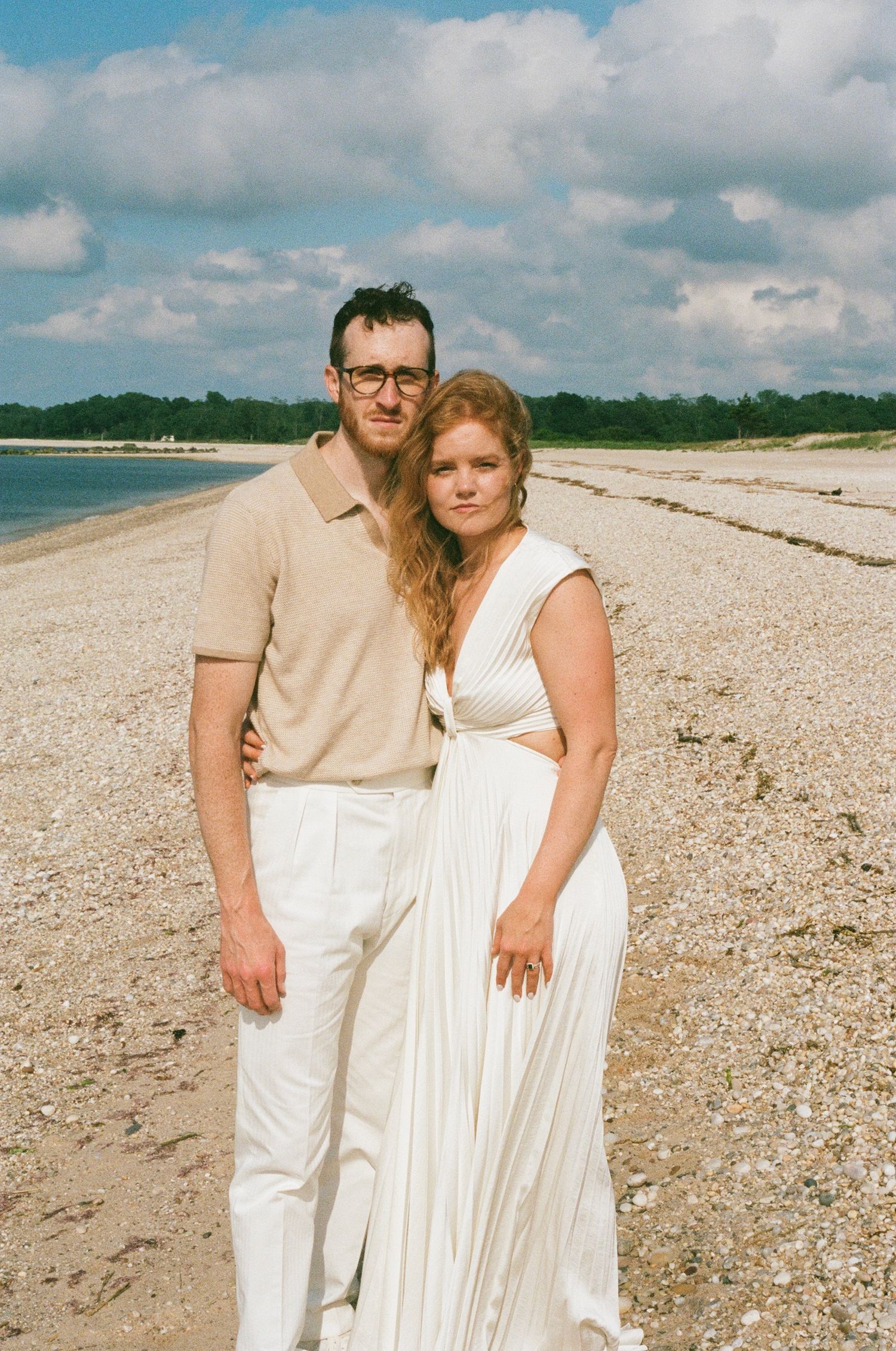 romantic long island beach wedding on 35 mm film