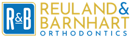 Professional orthodontics logo featuring R&B initials in blue and gold colors.