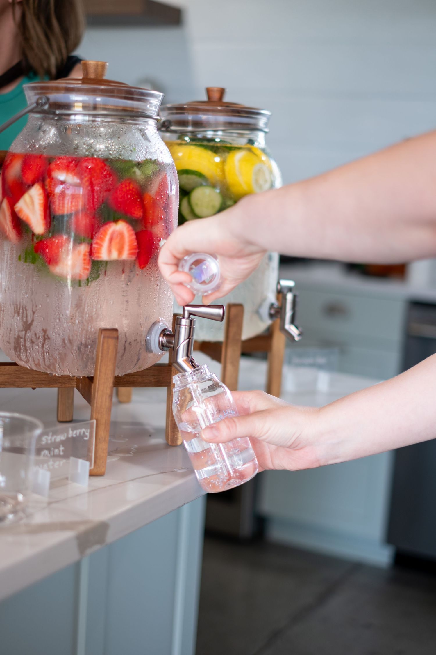 Delicious flavored water options available at the Simply Well Retreat.