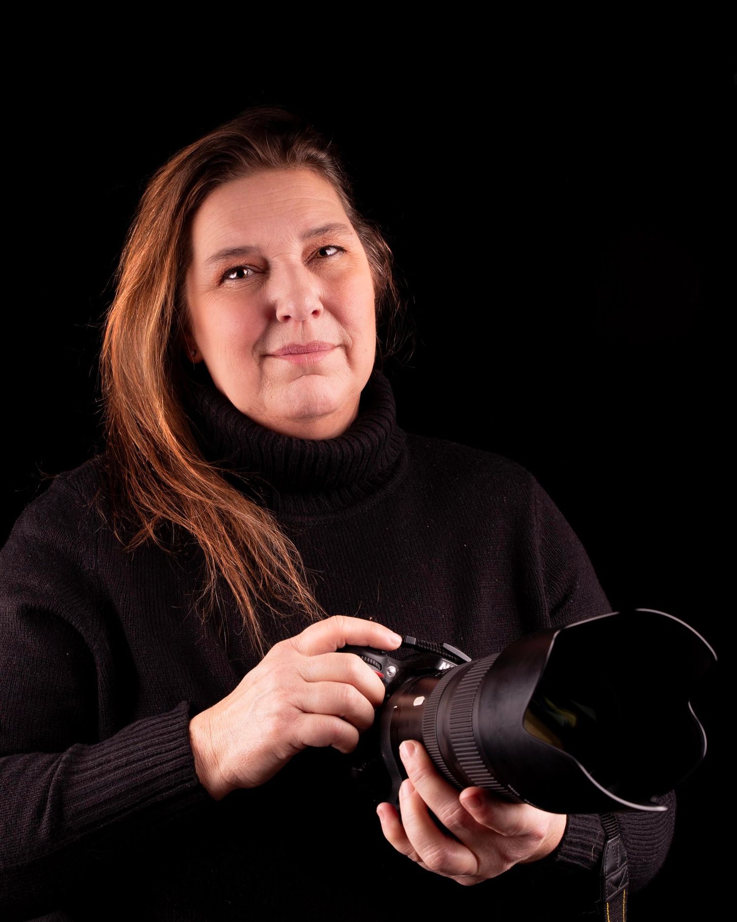 Studiofoto van een fotografe