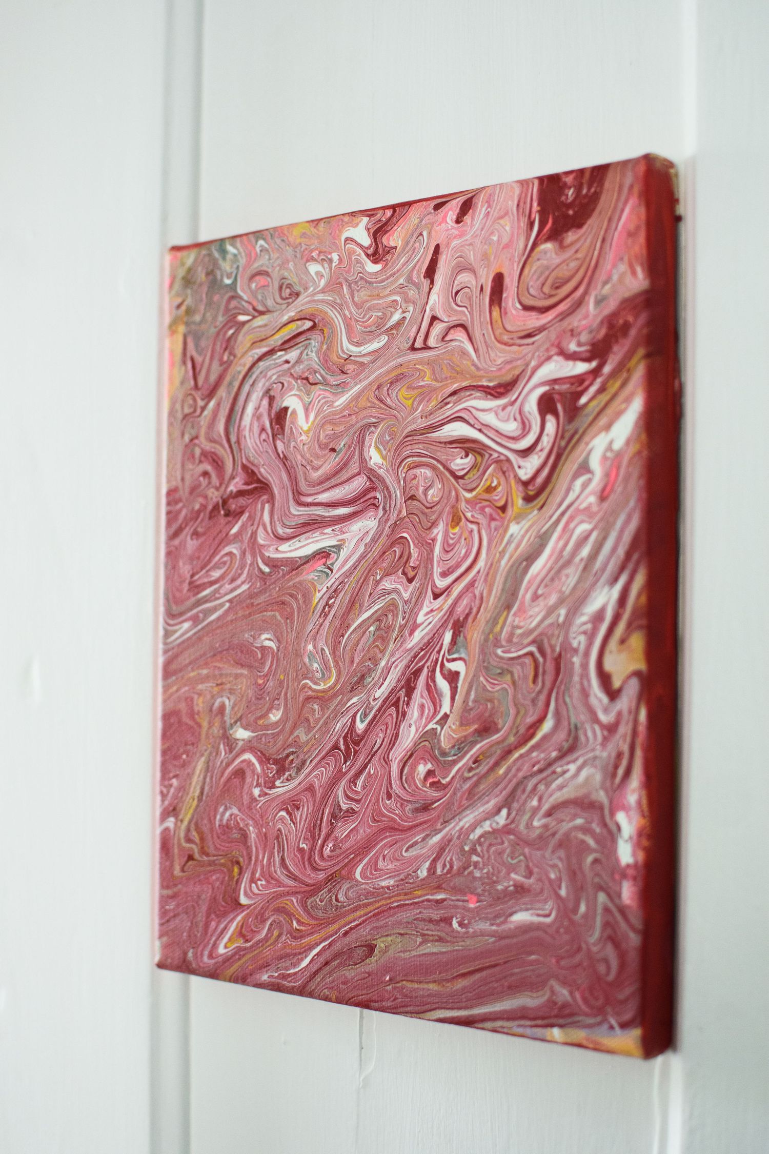 Abstract acrylic pour paintings