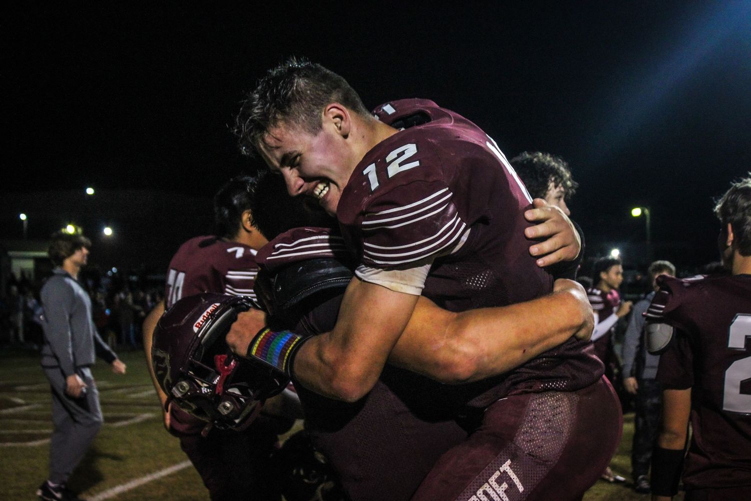 Senior Landon Graber hugs brother, Baylor Graber (sophomore) after massive senior-night win.
@addykaysports 2025.