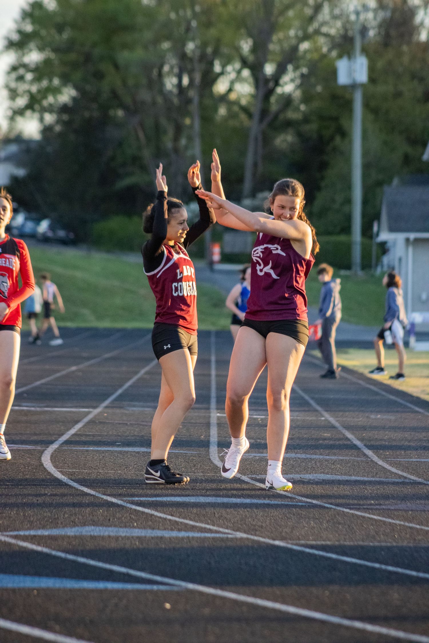 Stuarts Draft High School JV Outdoor Track celebrate post-run.
@addykaysports 2025.