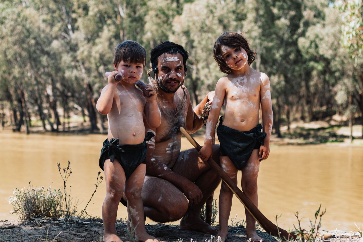 First nations cultural family photo shoot banks of murray river Dungula