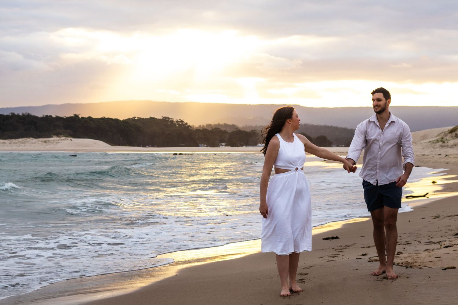 engagement beach session, sunset couples love
