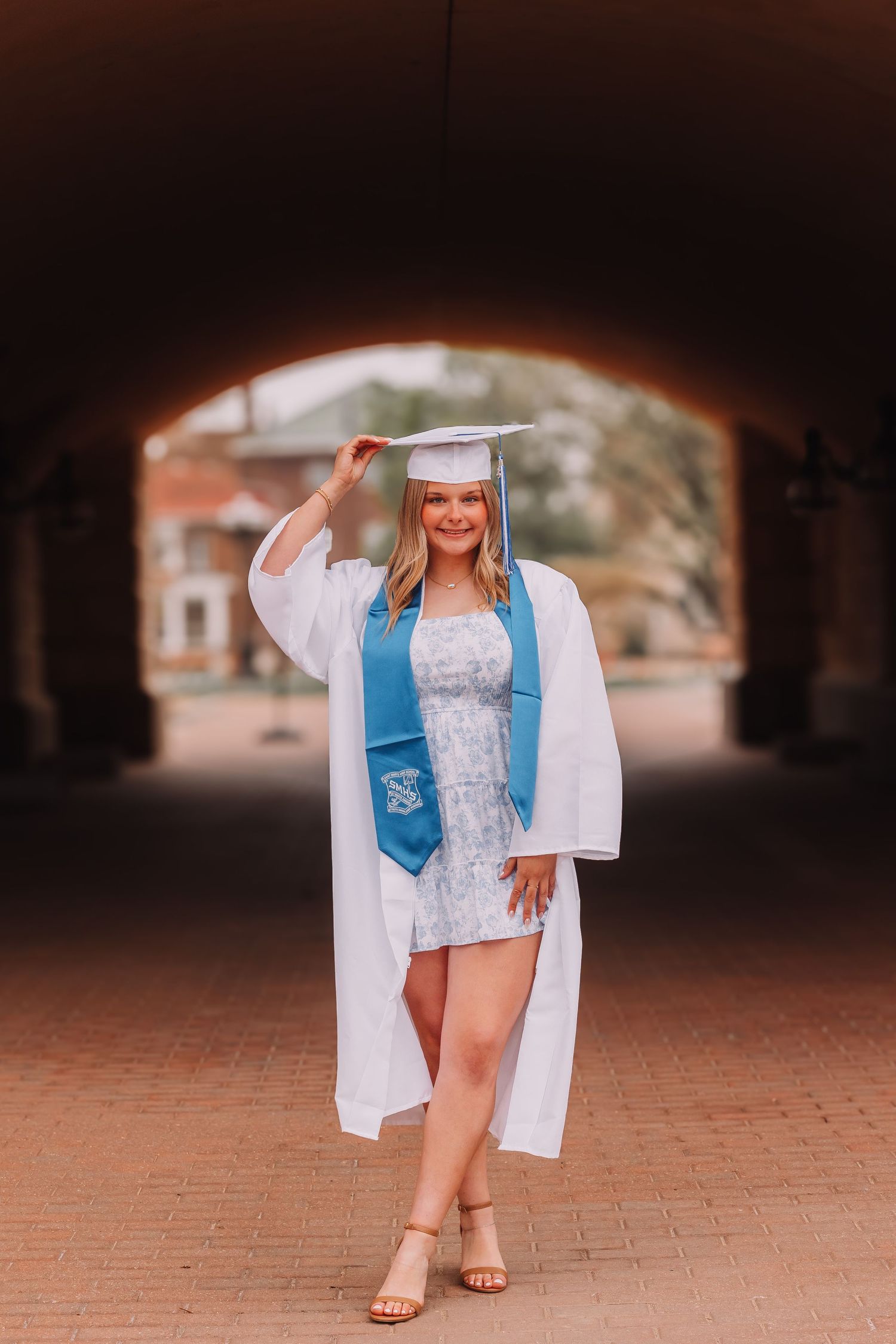 Cap and Gown photos spring Capitol Topeka KS Kansas Silver Lake
