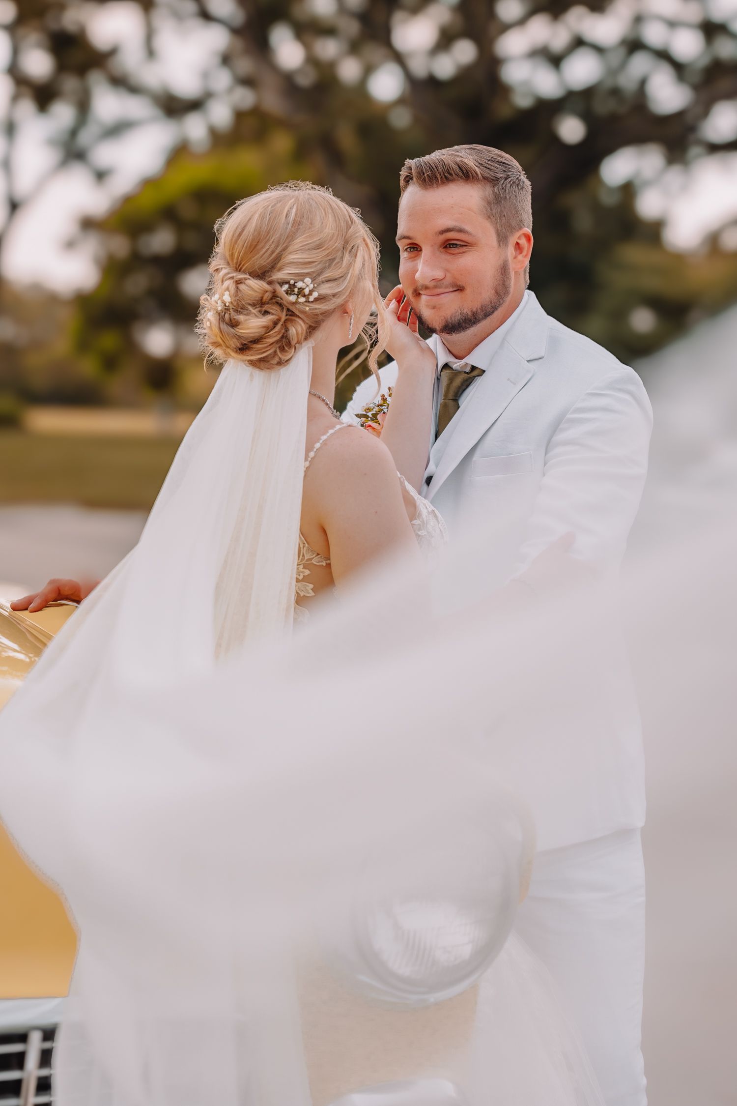Romantic Wedding Photo of bride and groom at the Brownstone in Topeka, Kansas.