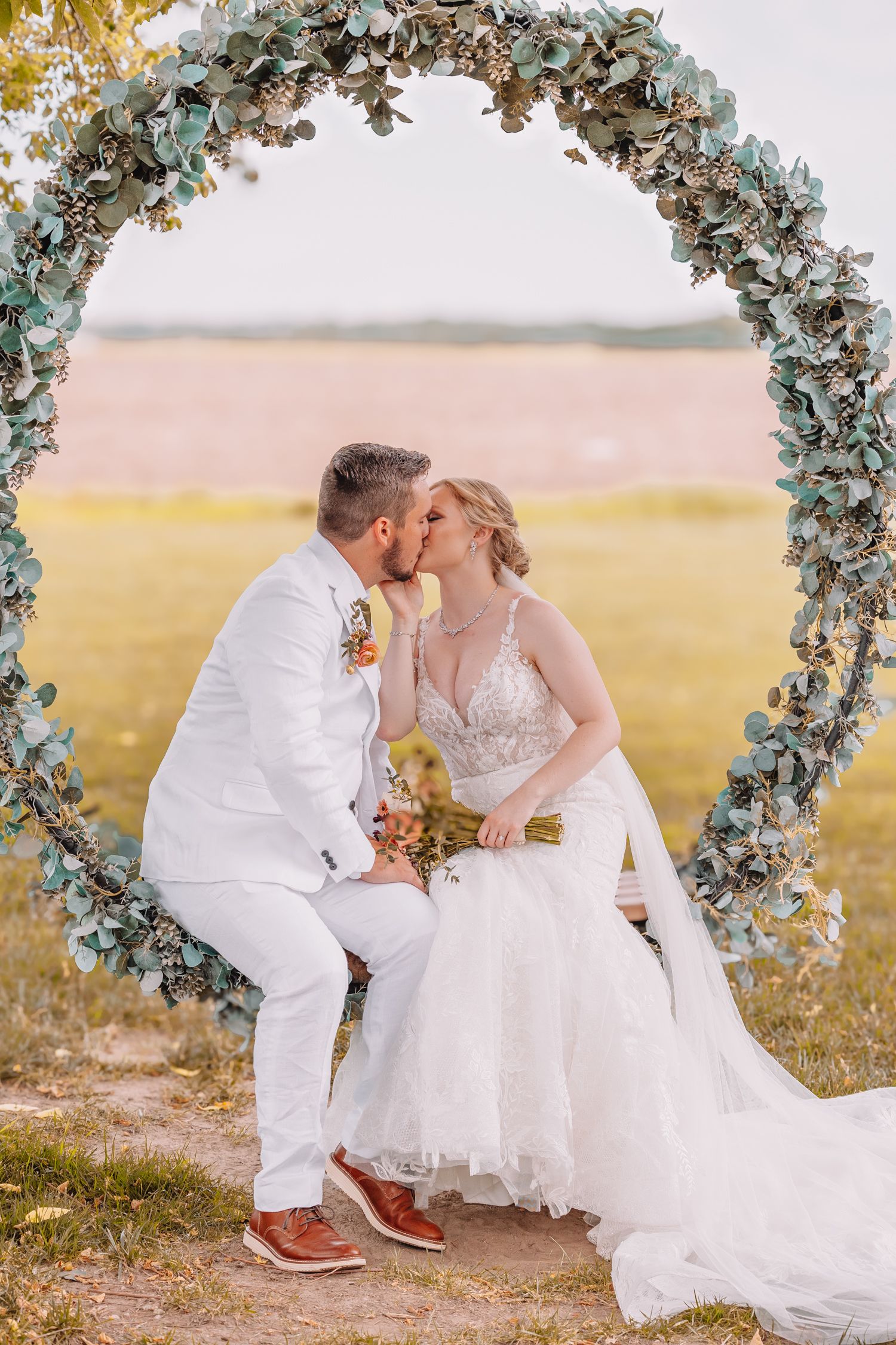 Romantic Wedding Photo of bride and groom at the Brownstone in Topeka, Kansas.