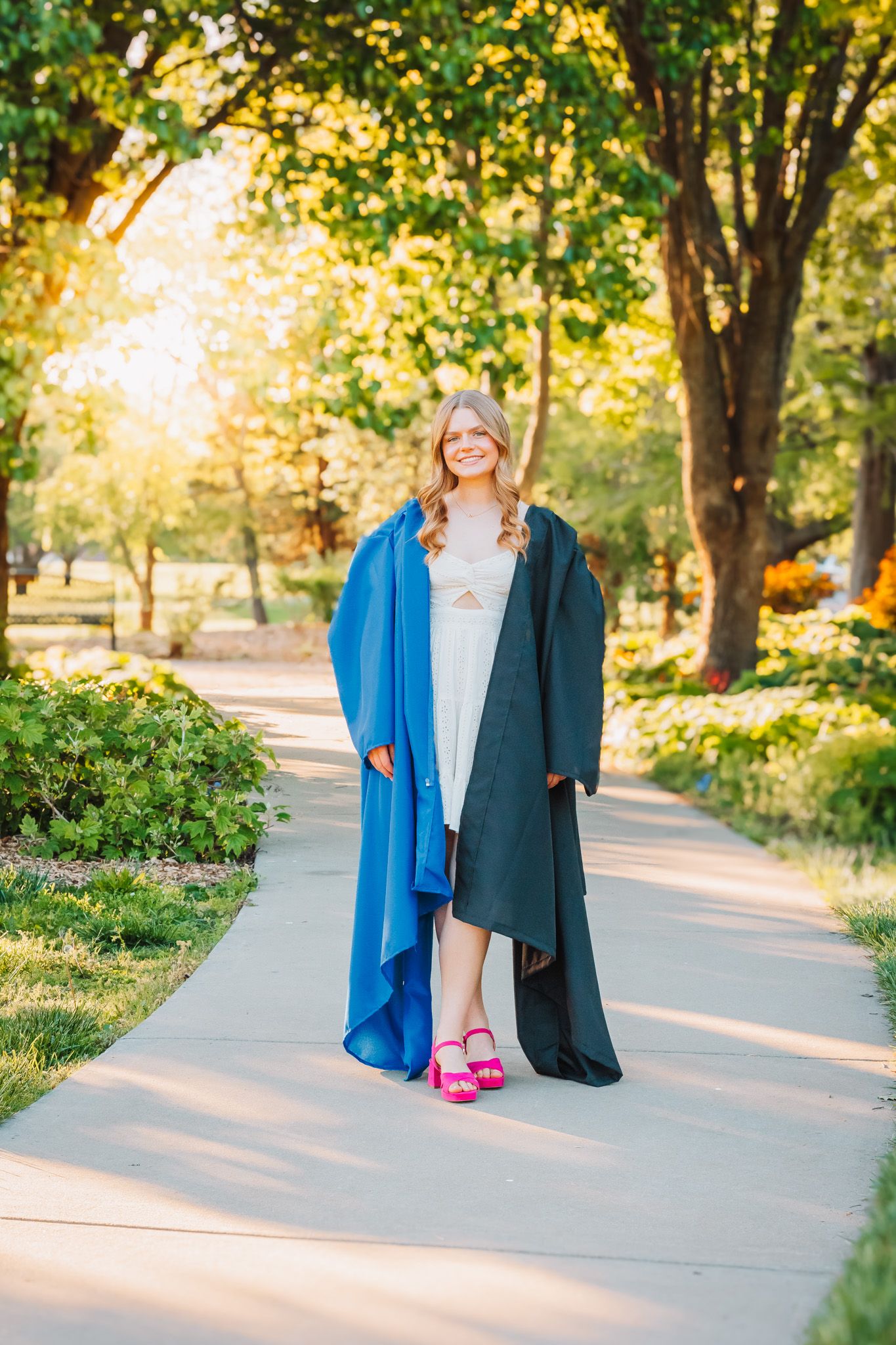 Cap and Gown photos spring Ted Ensley Gardens Topeka KS Kansas  Dual Grad