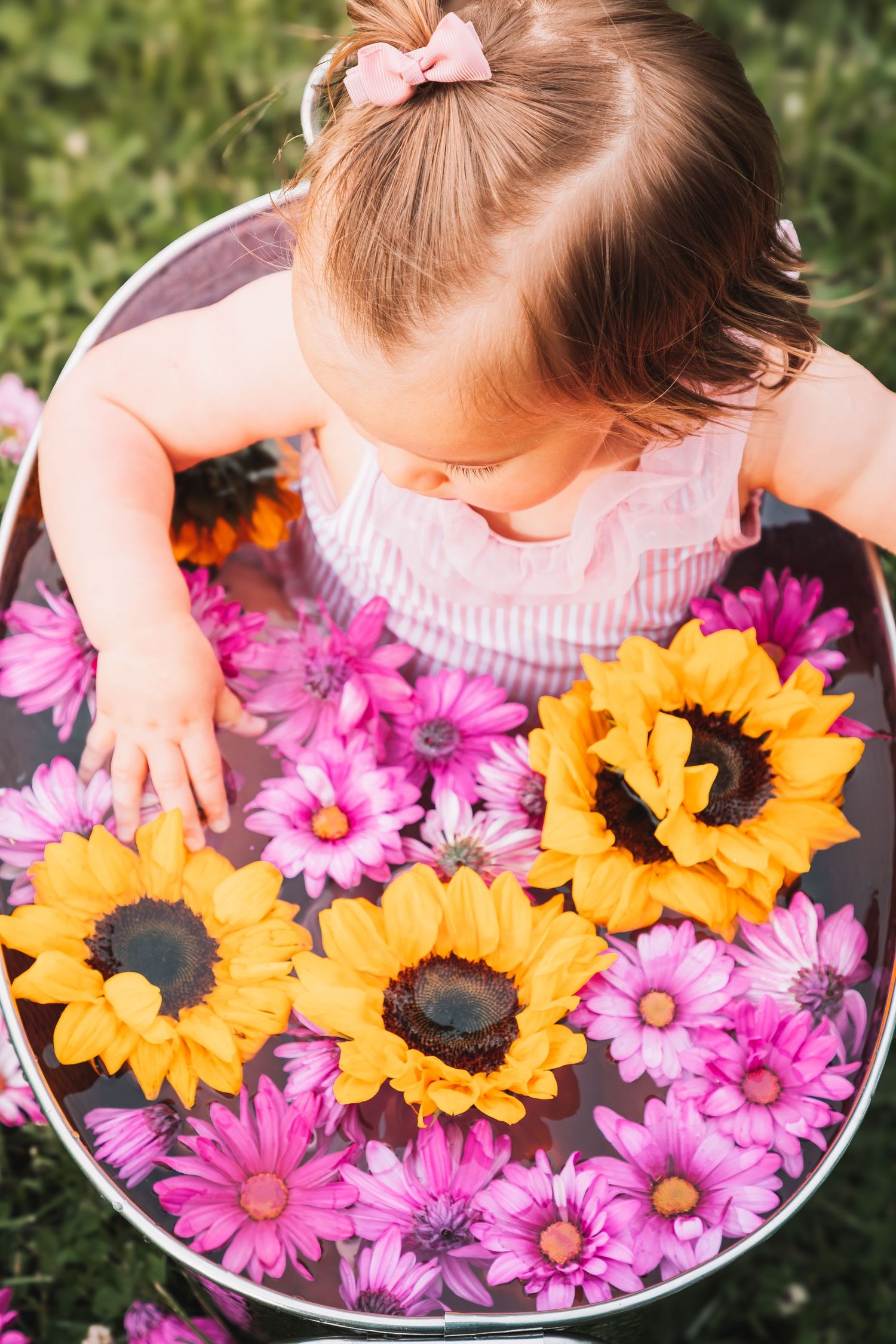 Toddler Bath Flowers Topeka KS Abeni Rene Photography Ward Meade Park