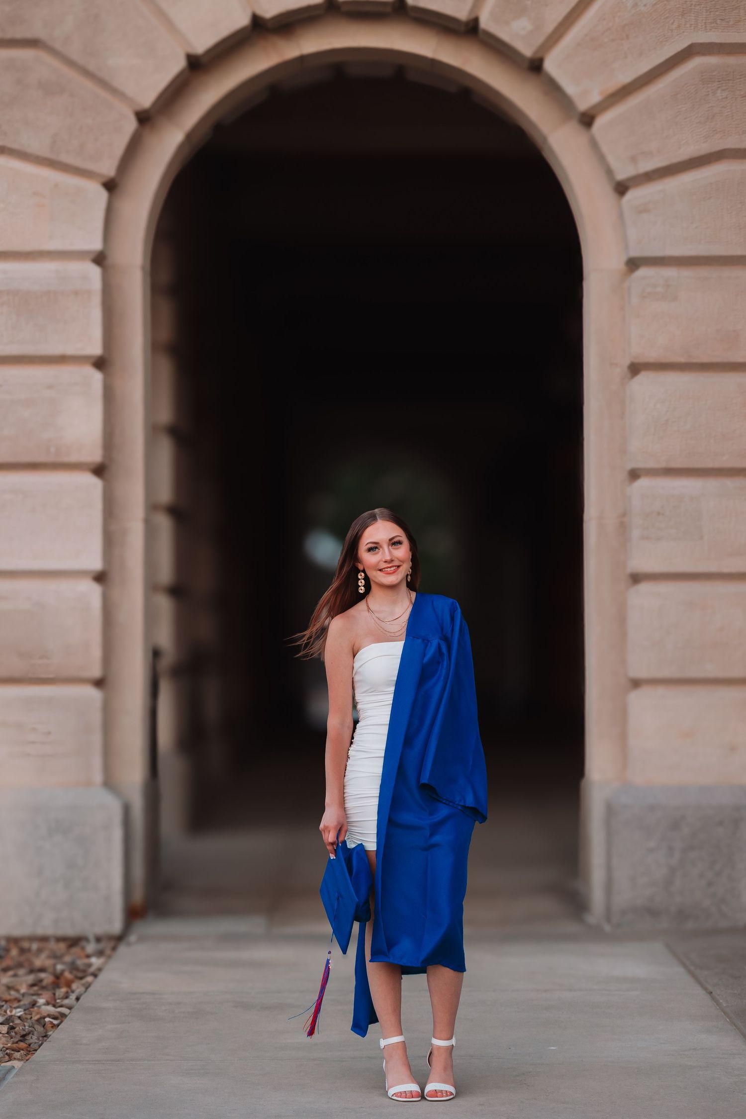 Cap and Gown photos spring Capitol Topeka KS Kansas Blue Cap and Gown