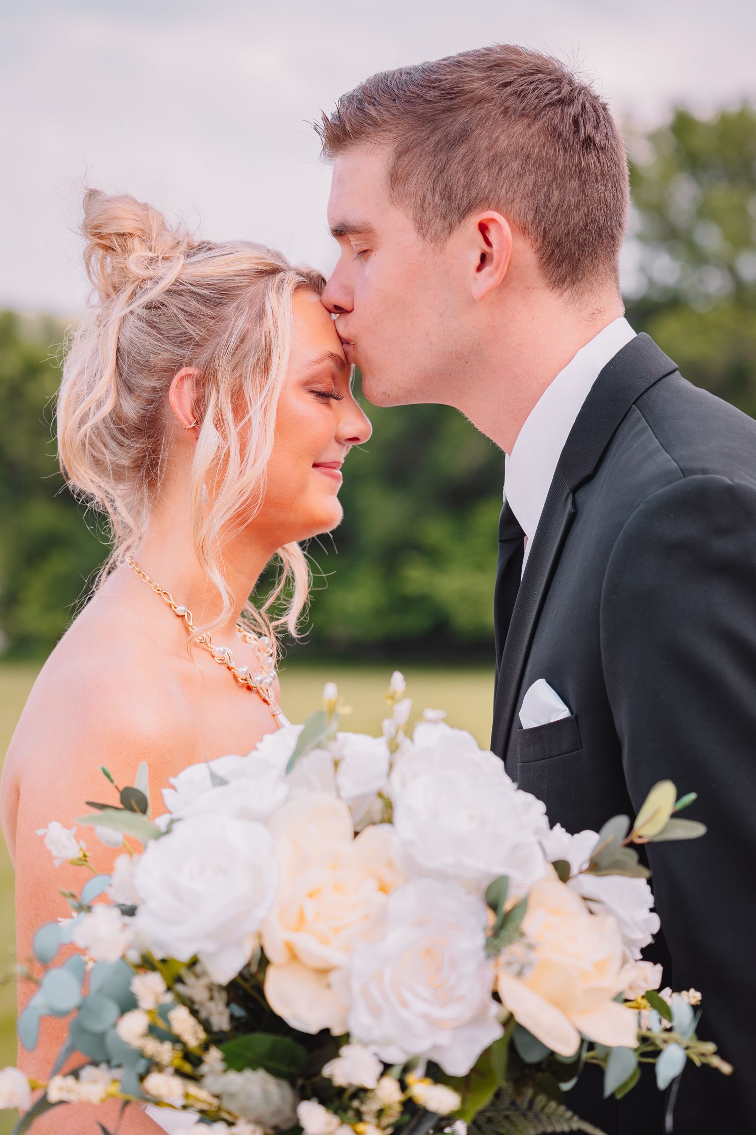 Romantic Wedding Photo of bride and groom in Kansas.