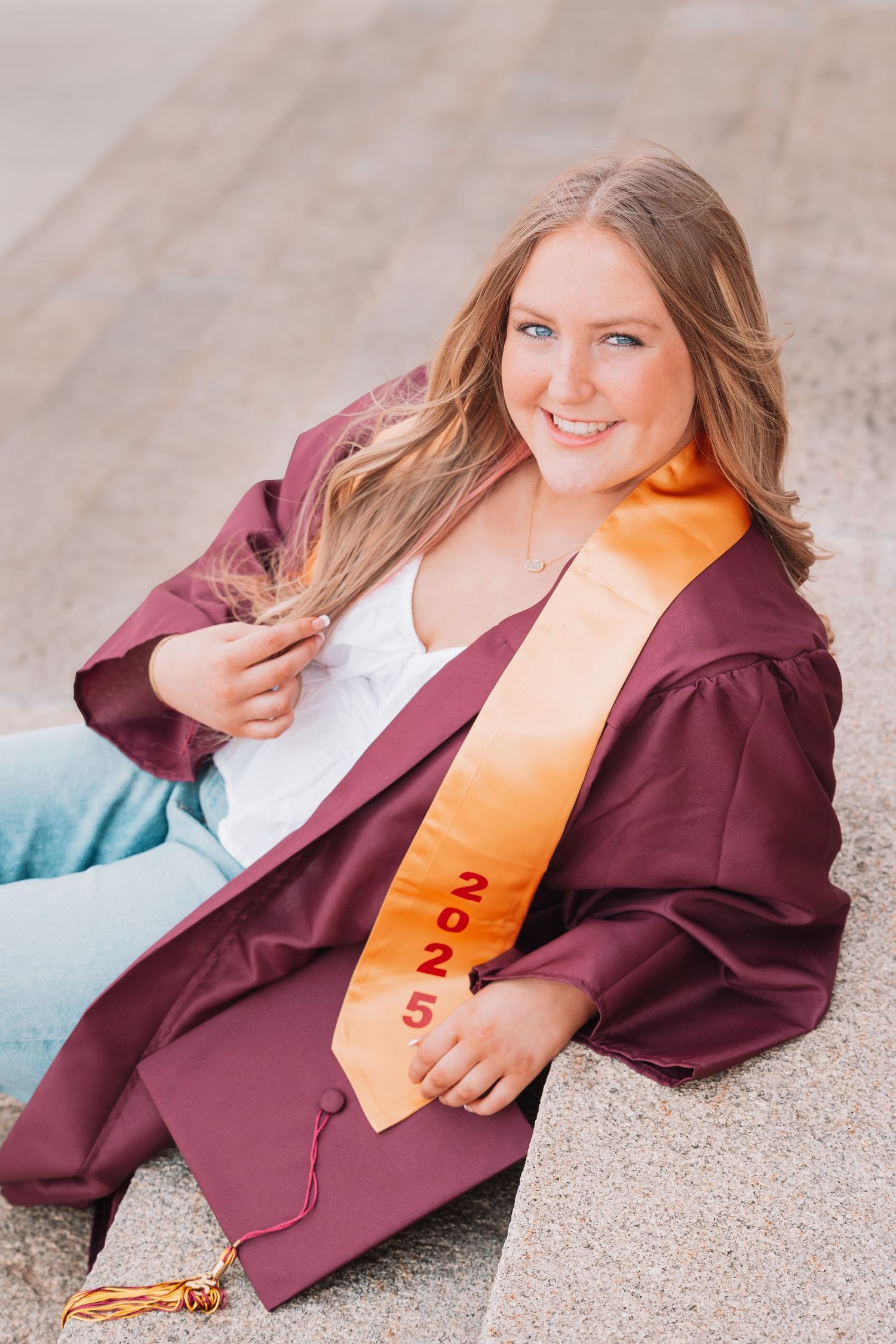 Cap and Gown photos spring Capitol Topeka KS Kansas Silver Lake