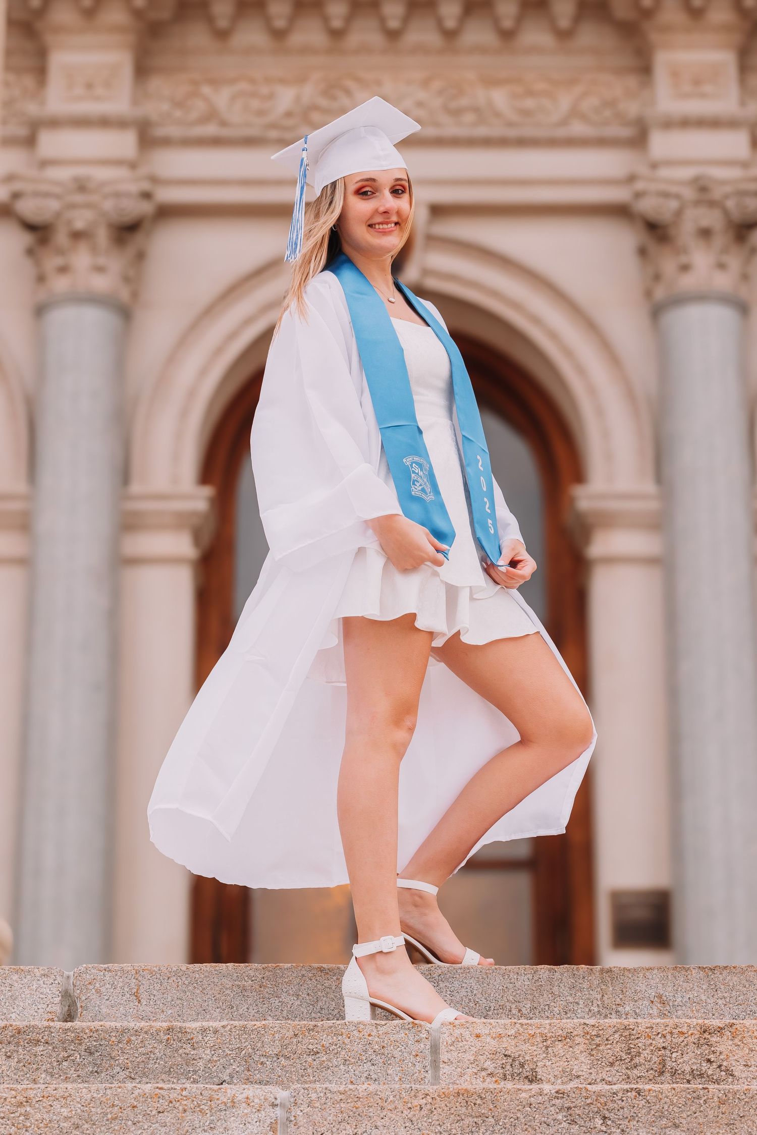 Cap and Gown photos spring Capitol Topeka KS Kansas St. Mary's KS