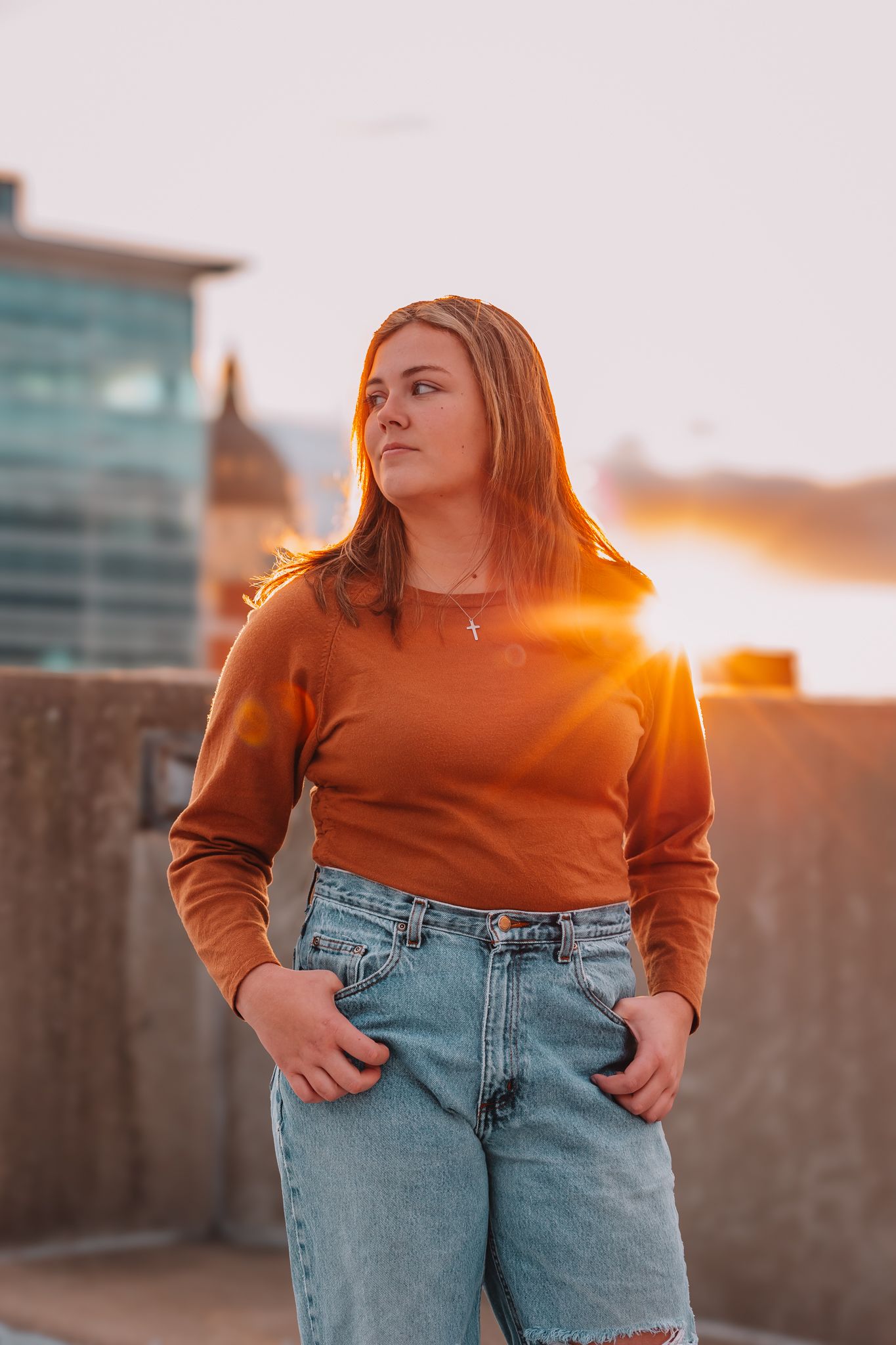 Fall Photos Topeka KS senior photos girl Rooftop