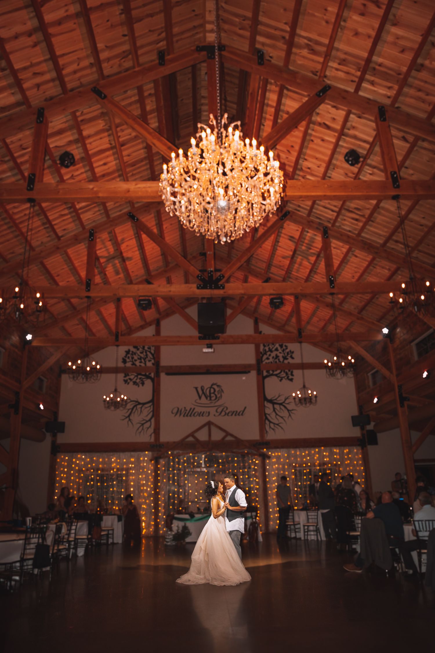 Wedding Reception party in Kansas at Willow's Bend. Romantic First Dance.