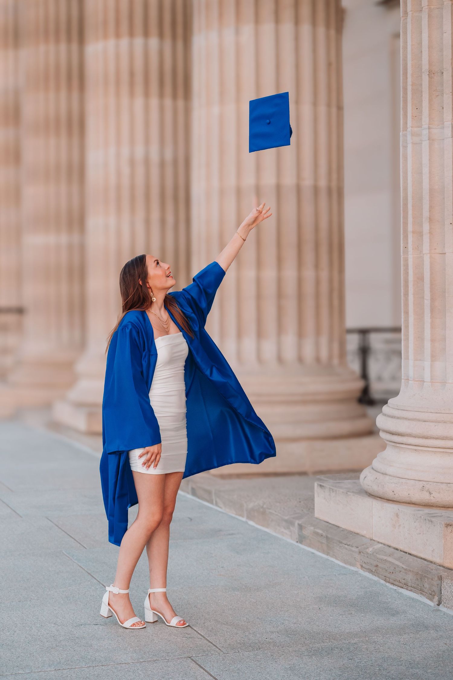 Cap and Gown photos spring Capitol Topeka KS Kansas Blue Cap and Gown