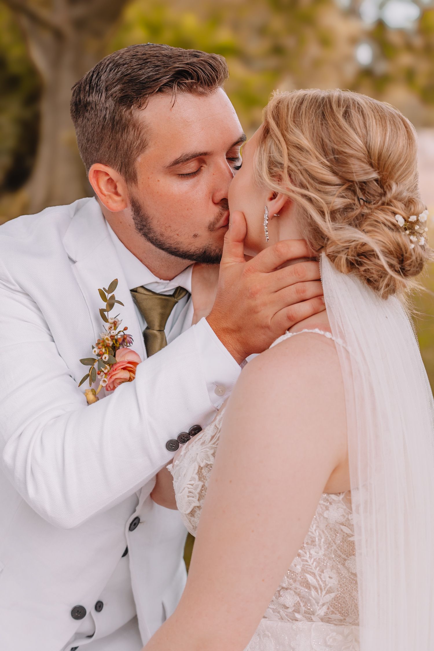 Romantic Wedding Photo of bride and groom at the Brownstone in Topeka, Kansas.