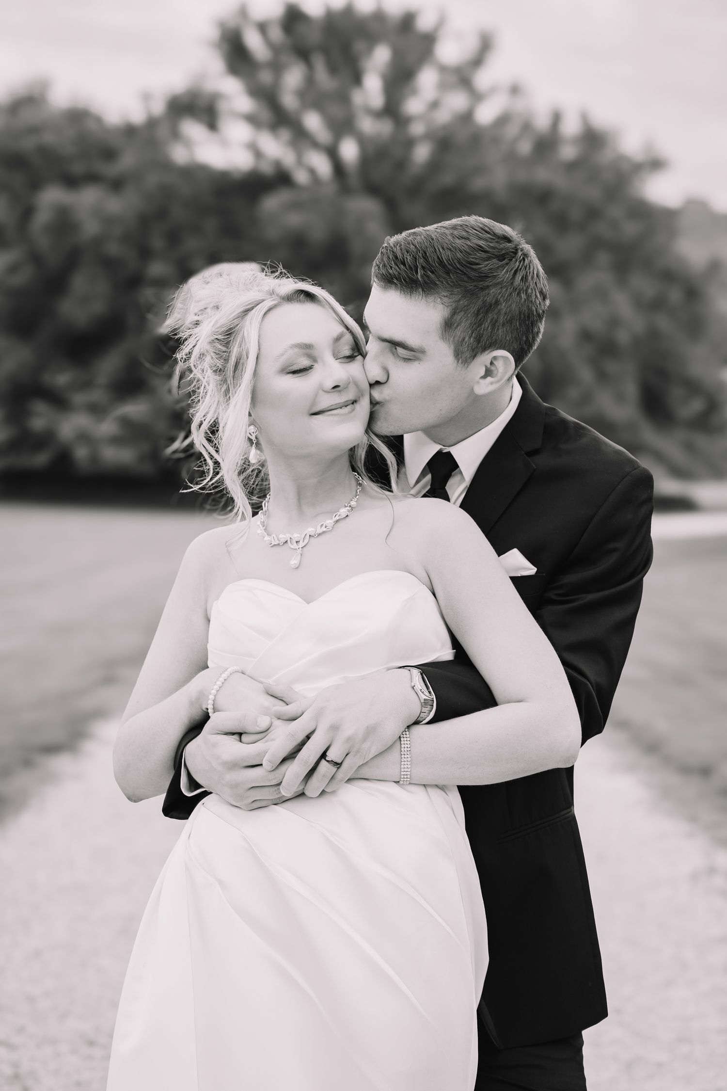 Romantic Wedding Photo of bride and groom in Kansas.