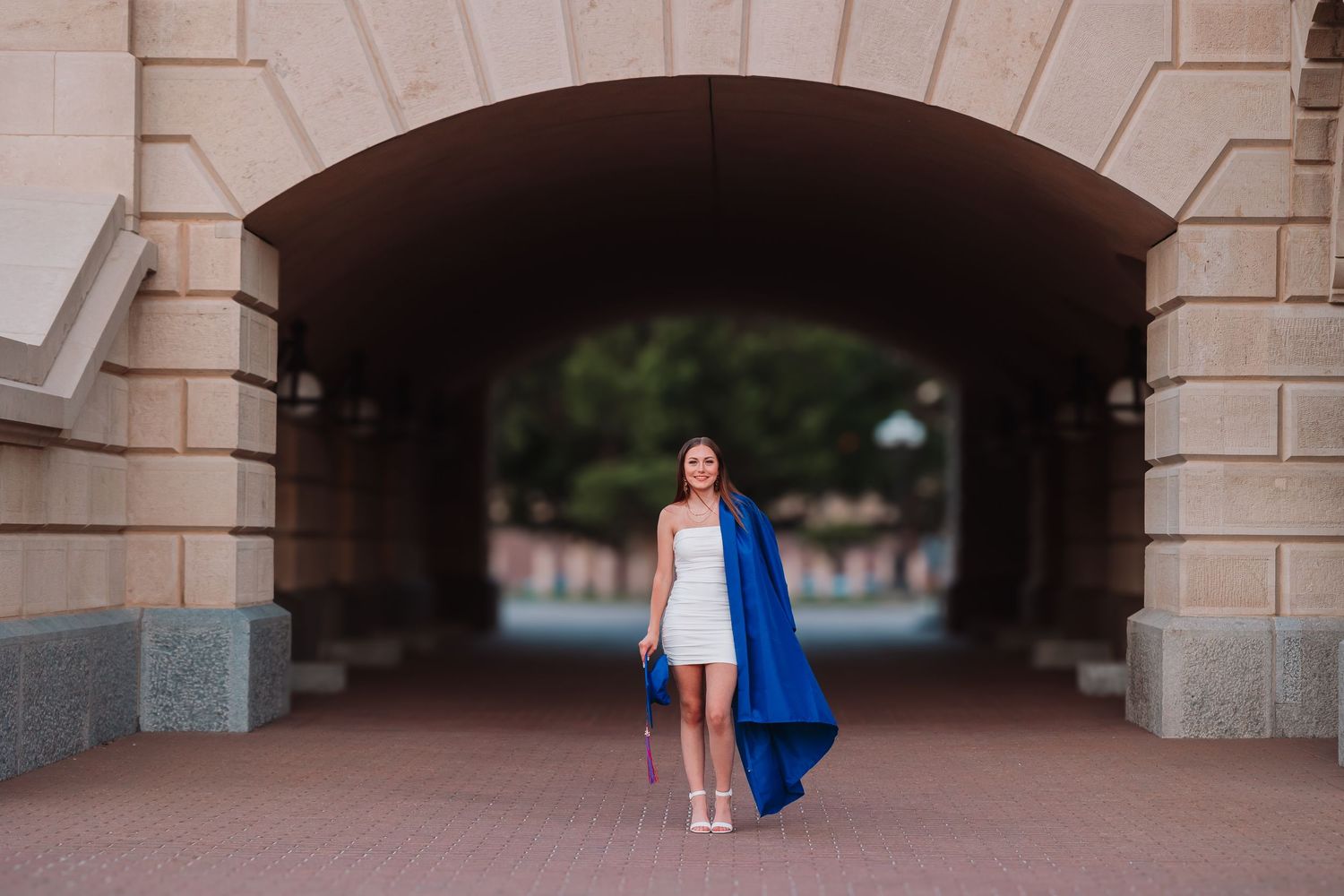 Cap and Gown photos spring Capitol Topeka KS Kansas Blue Cap and Gown