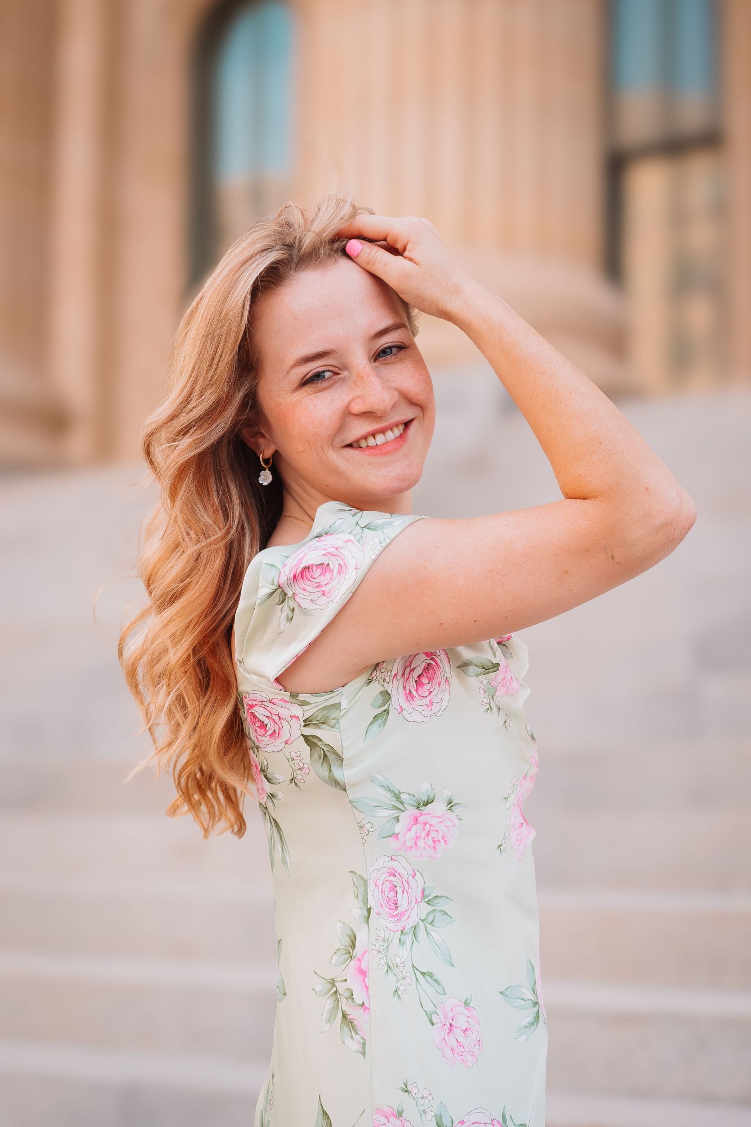 Pink Cap and Gown Graduate Photos Topeka KS Kansas Capitol