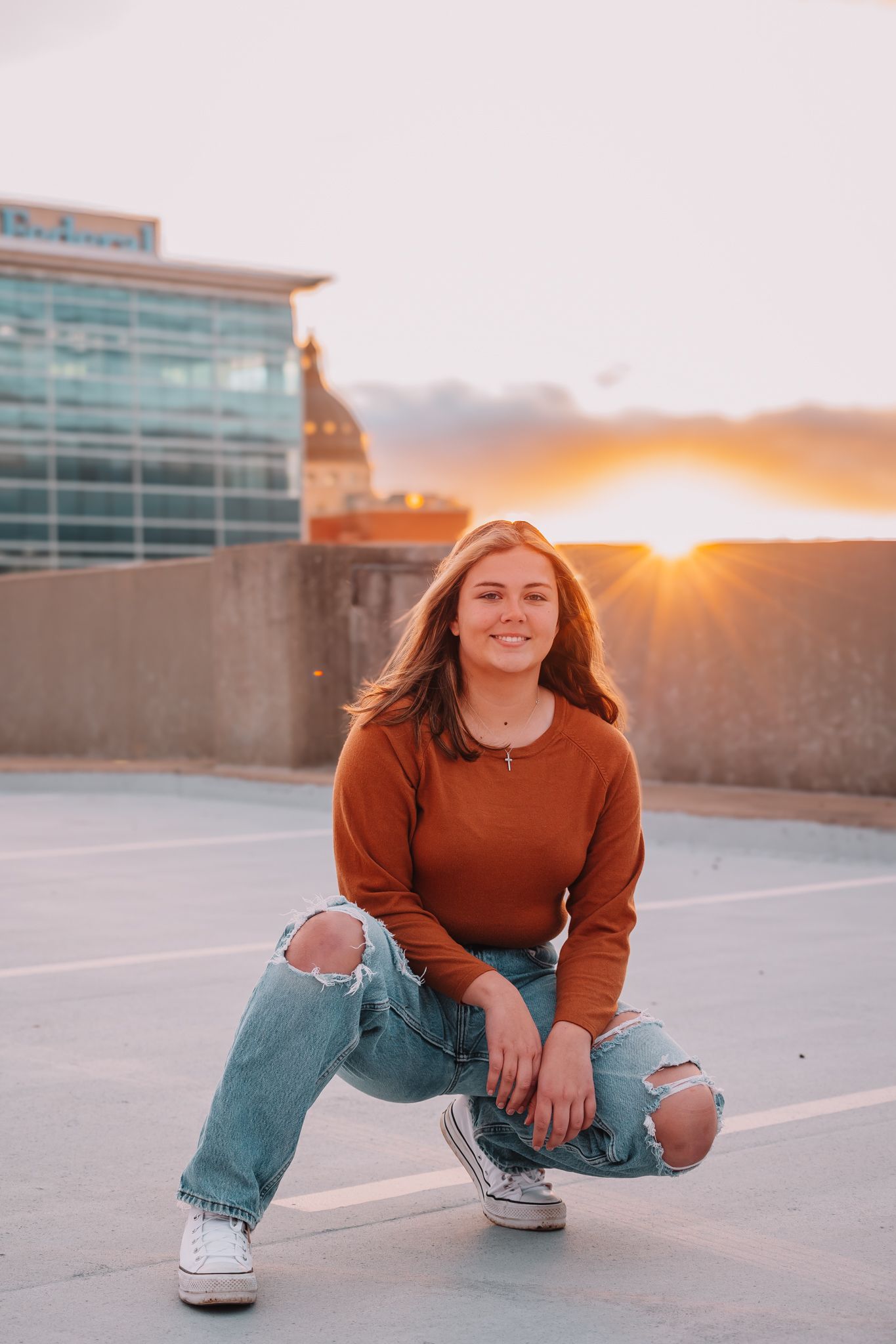 Fall Photos Topeka KS senior photos girl Rooftop