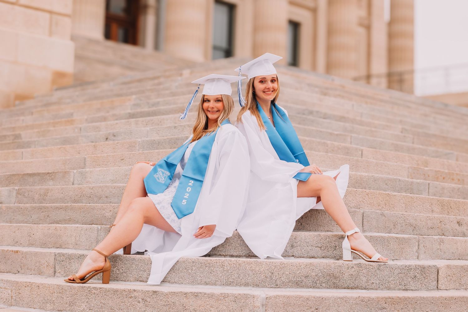 Cap and Gown photos spring Capitol Topeka KS Kansas St. Mary's Cousins