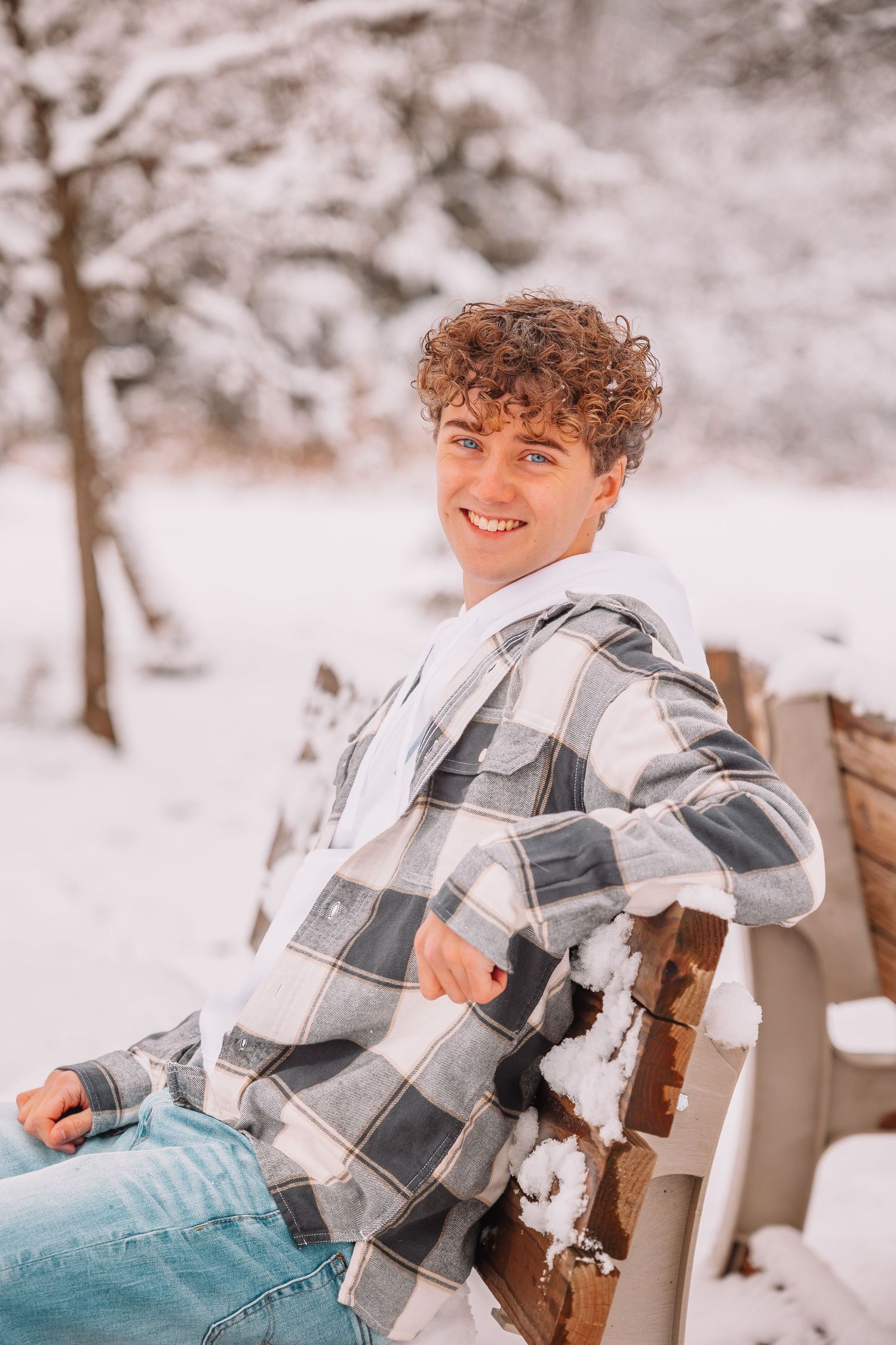 Boy Senior Photo in snow - Topeka, KS.