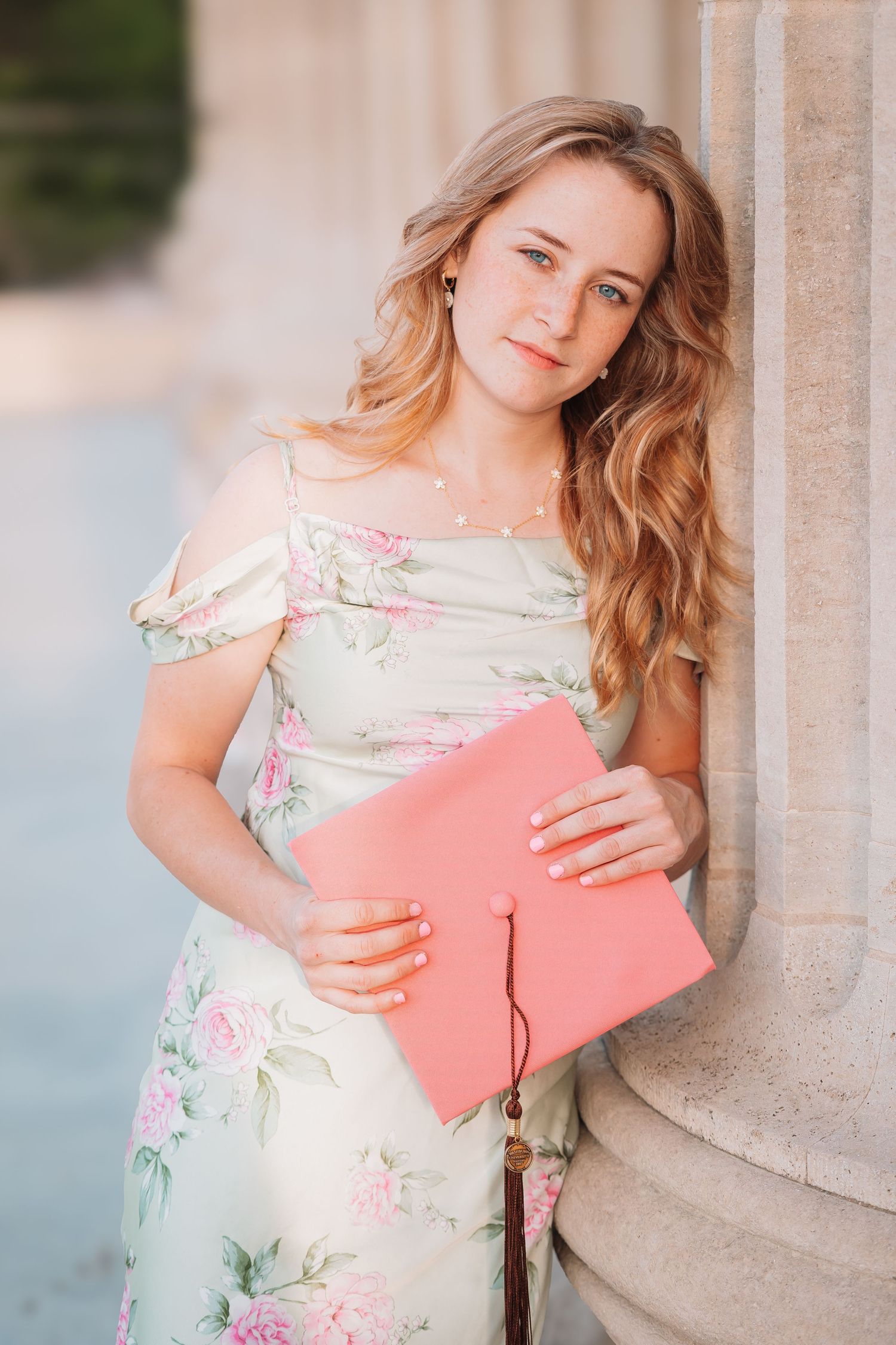 Pink Cap and Gown Graduate Photos Topeka KS Kansas Capitol