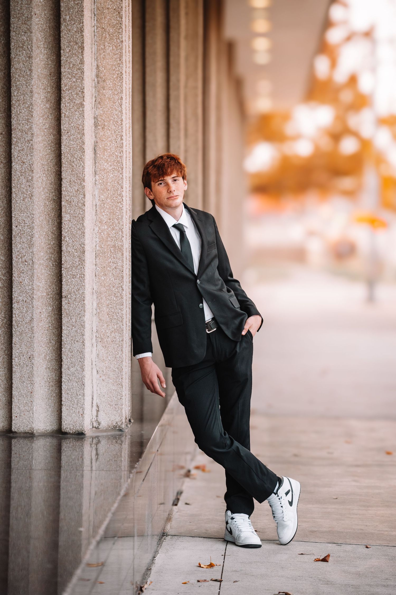 Senior Photo Downtown Topeka KS Boy Suit