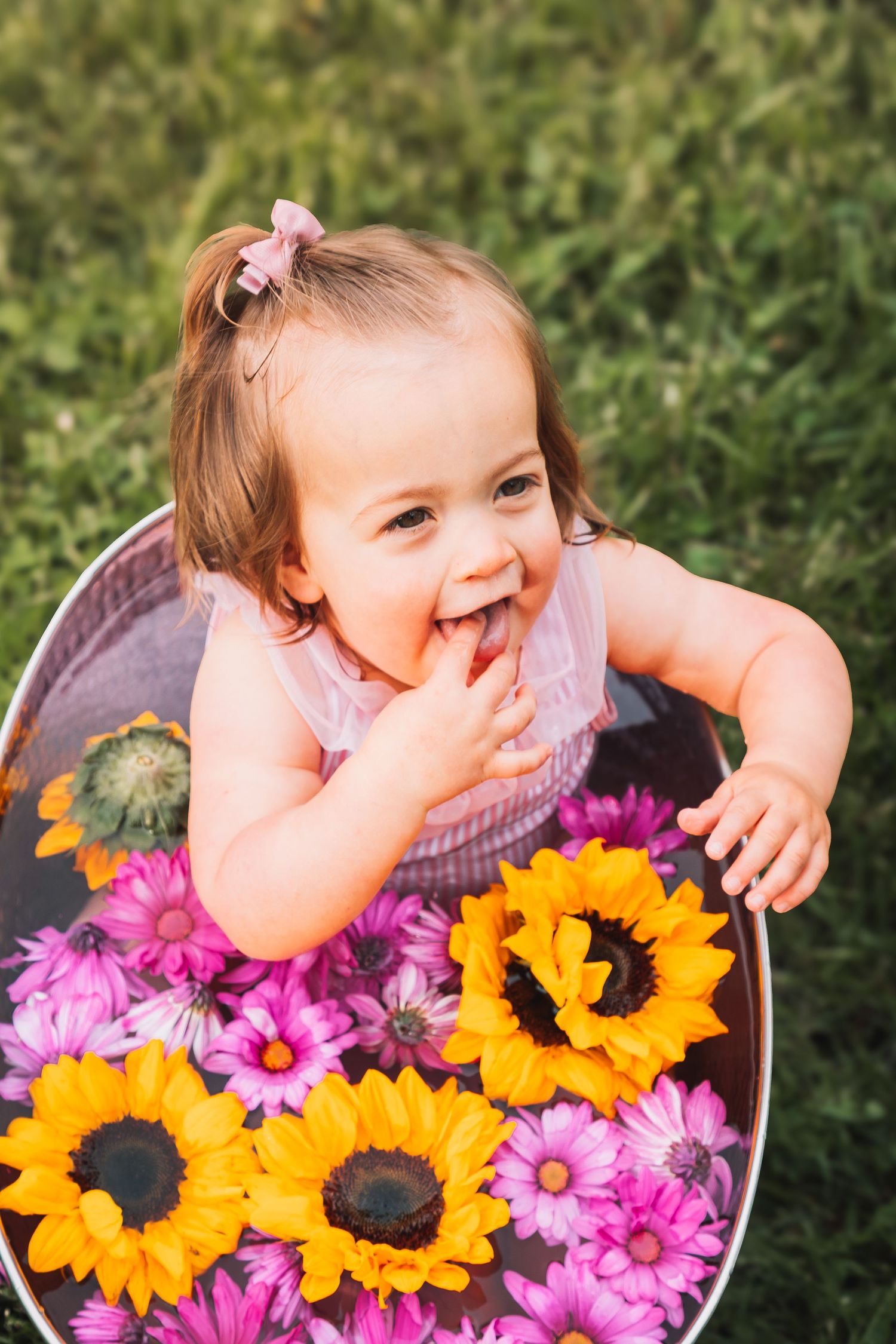Toddler Bath Flowers Topeka KS Abeni Rene Photography Ward Meade Park