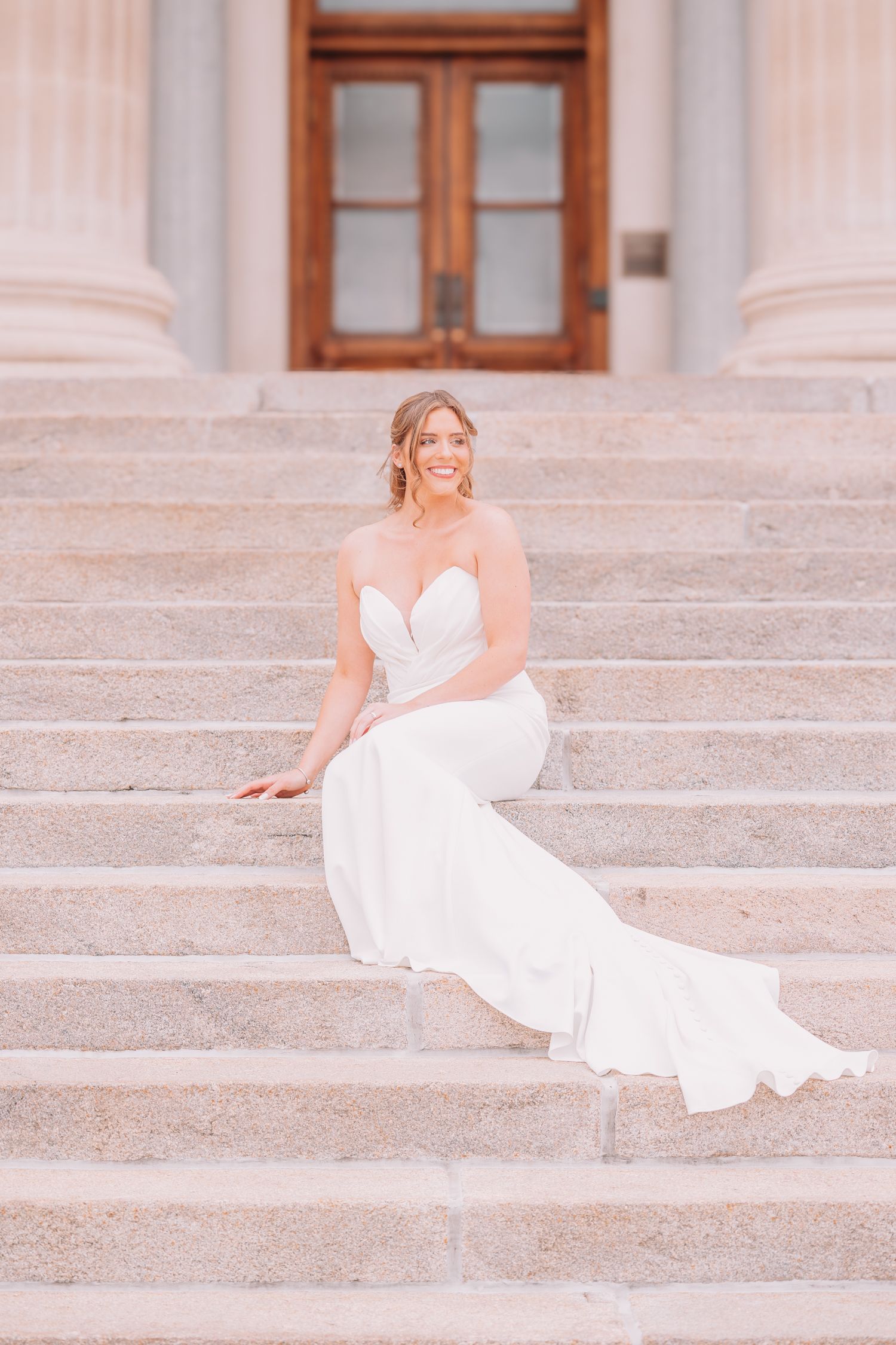 Wedding Photo at the Topeka Capitol Building. Bridal Portraits. Topeka, KS.