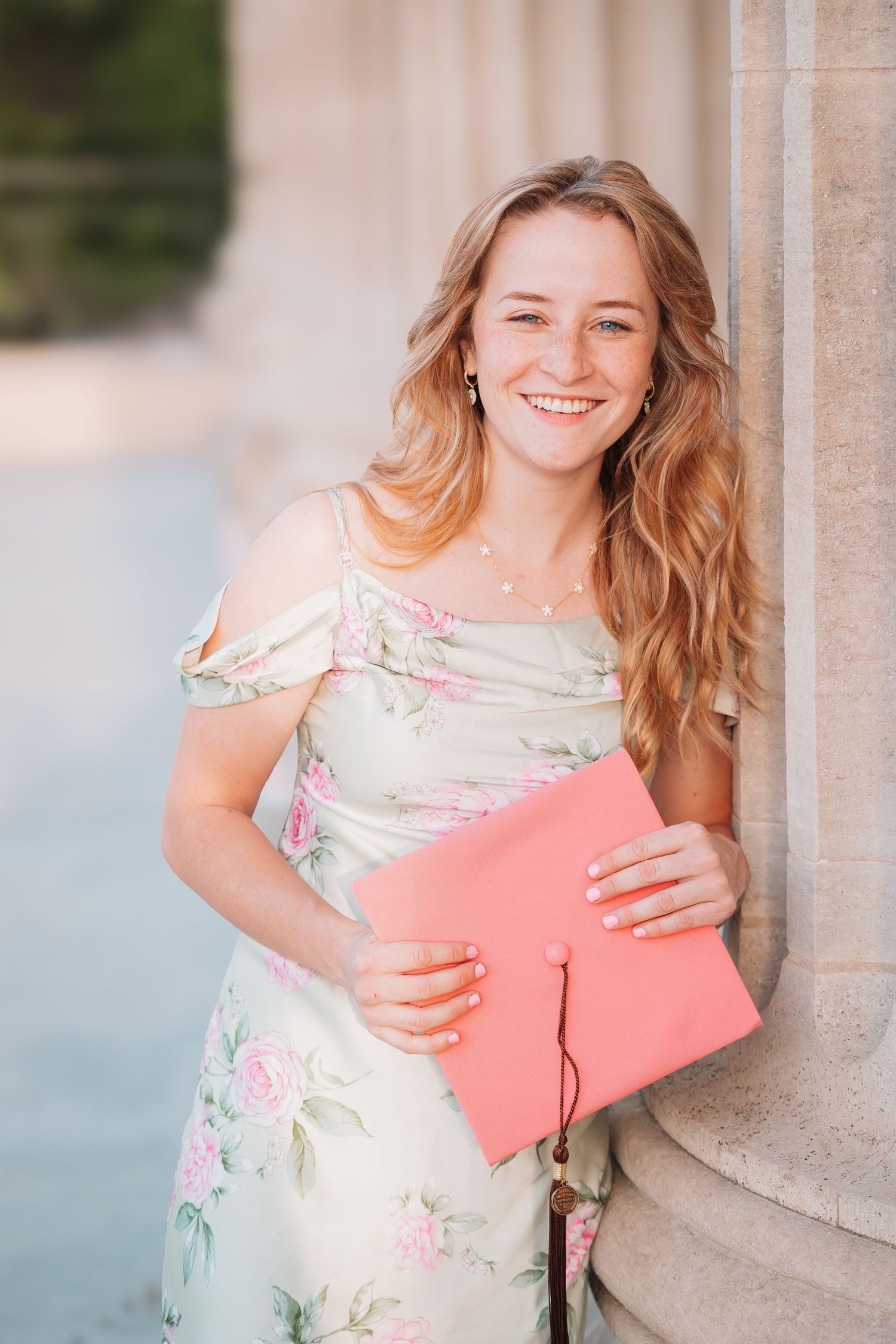 Pink Cap and Gown Graduate Photos Topeka KS Kansas Capitol
