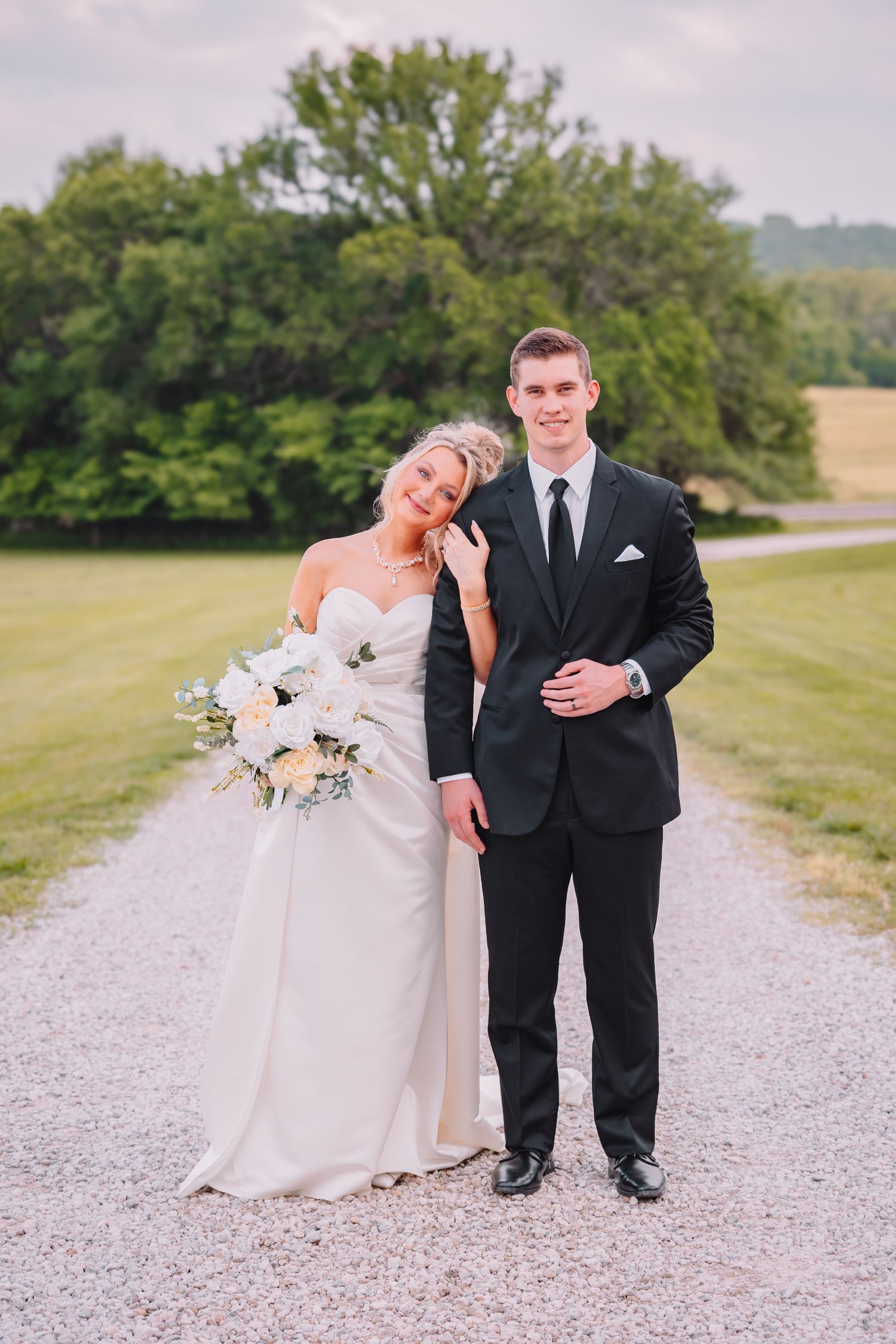 Romantic photo of bride and groom. Wedding photos in Topeka, KS.