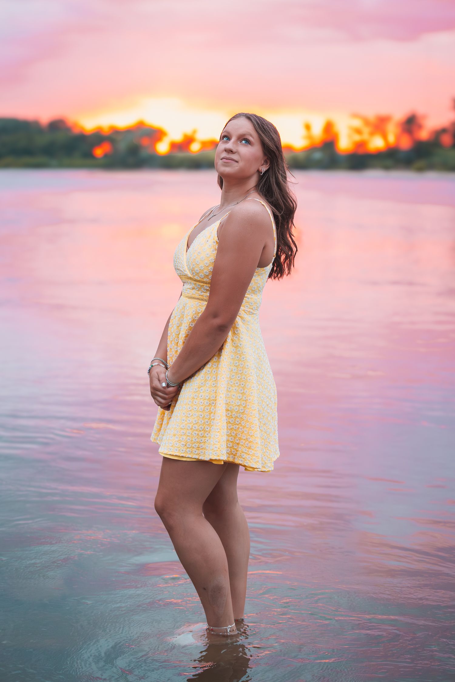 Kaw Valley State Park Senior Photos girl water sunset Topeka KS