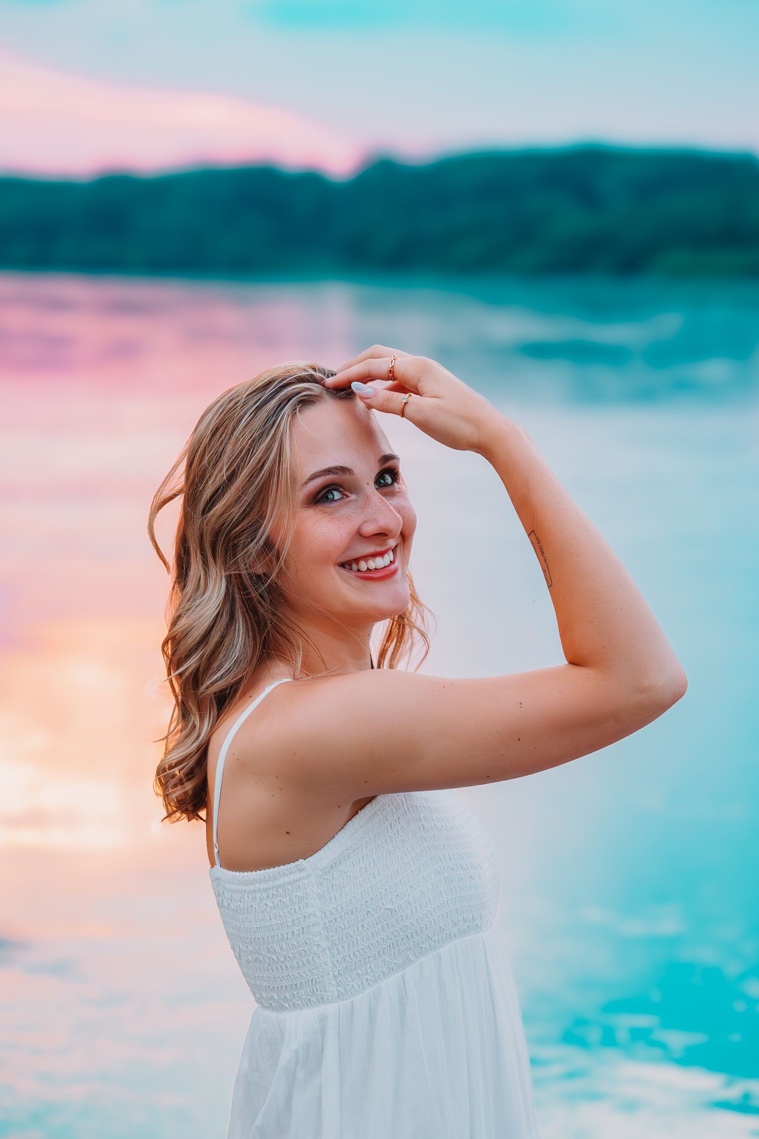 Kaw Valley State Park Water senior photos girl Topeka KS Kansas colorful