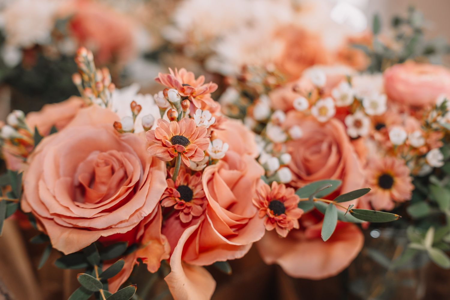 Wedding Details Sentimental in Topeka, Kansas at the Brownstone.  Flowers. Bright Bouquets. Green and Pink.