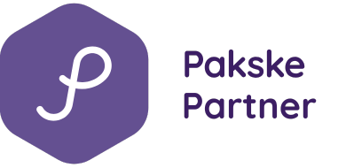 Pakske Partner logo featuring a purple hexagon with a stylized white P and bold purple text on white background.