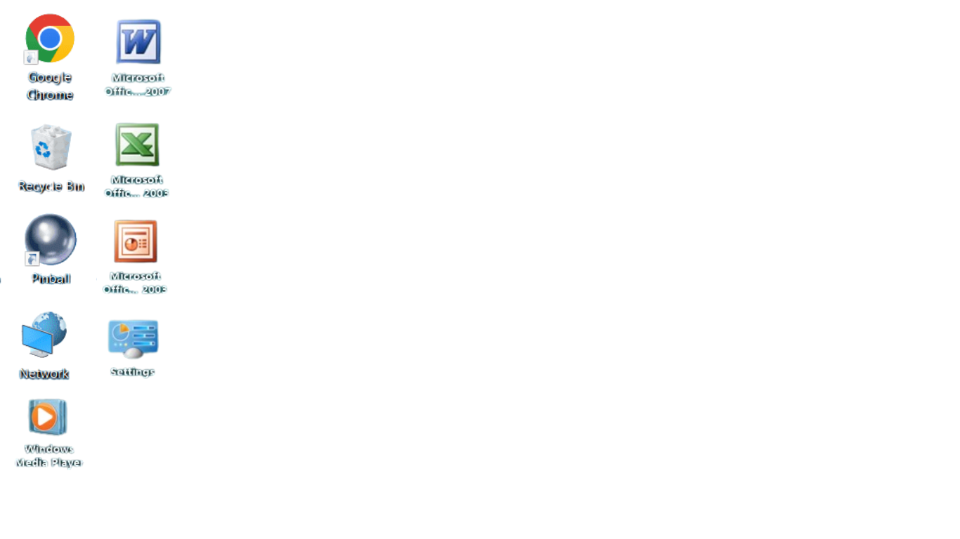 Desktop screenshot showing various application icons including Chrome, Microsoft Word, Excel, and other software shortcuts arranged on a whi