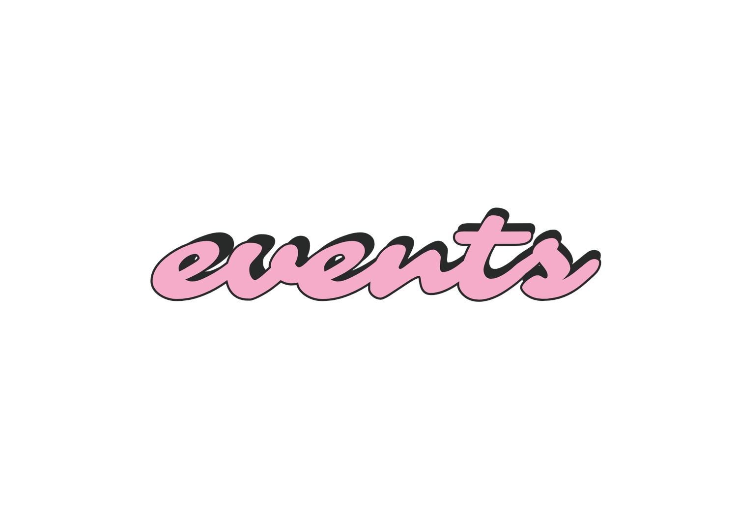 Pink cursive script 