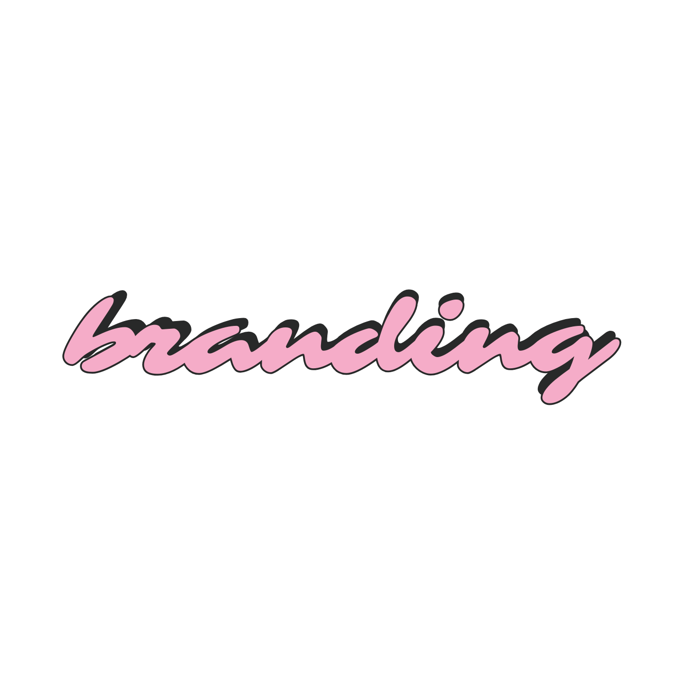 Pink cursive script logo reading 'branding' with shadow effect on white background.