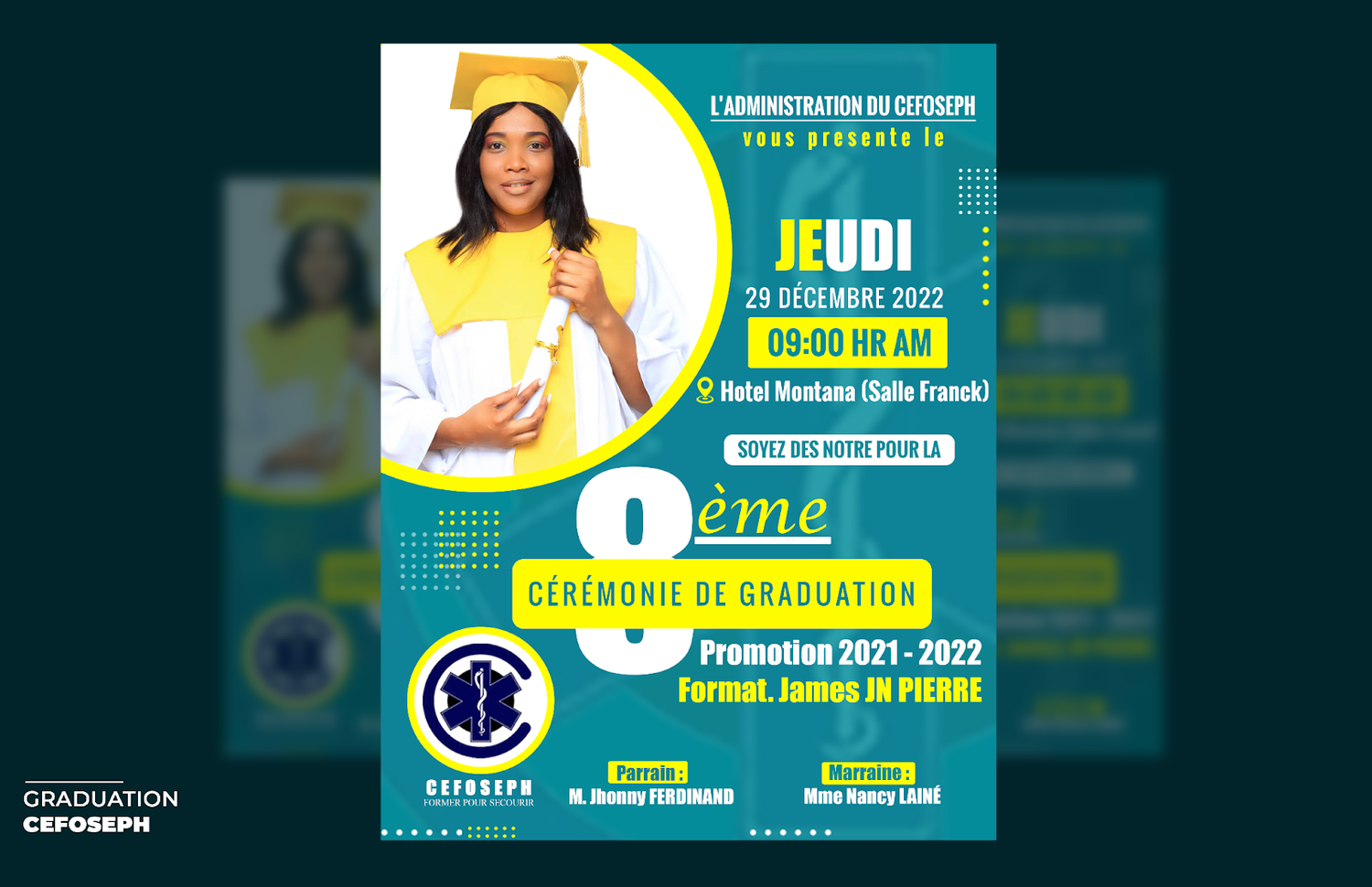 Creative and visually striking graphic design work that combines colors, shapes, and typography to communicate messages effectively.