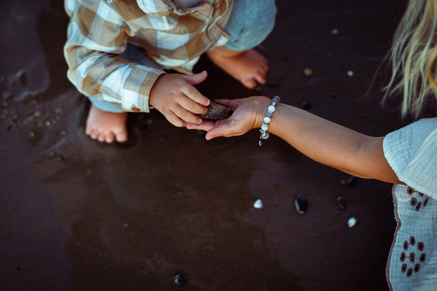 Children playing in sand at the beach, Family photos, The Tone Curve Cairns