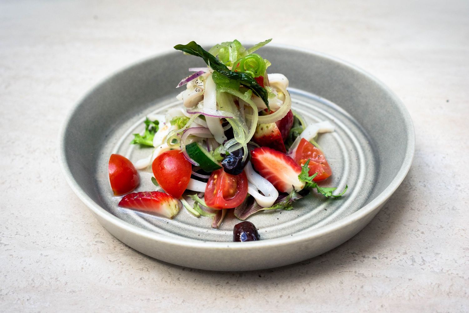 Calamari salad, food photographer cairns