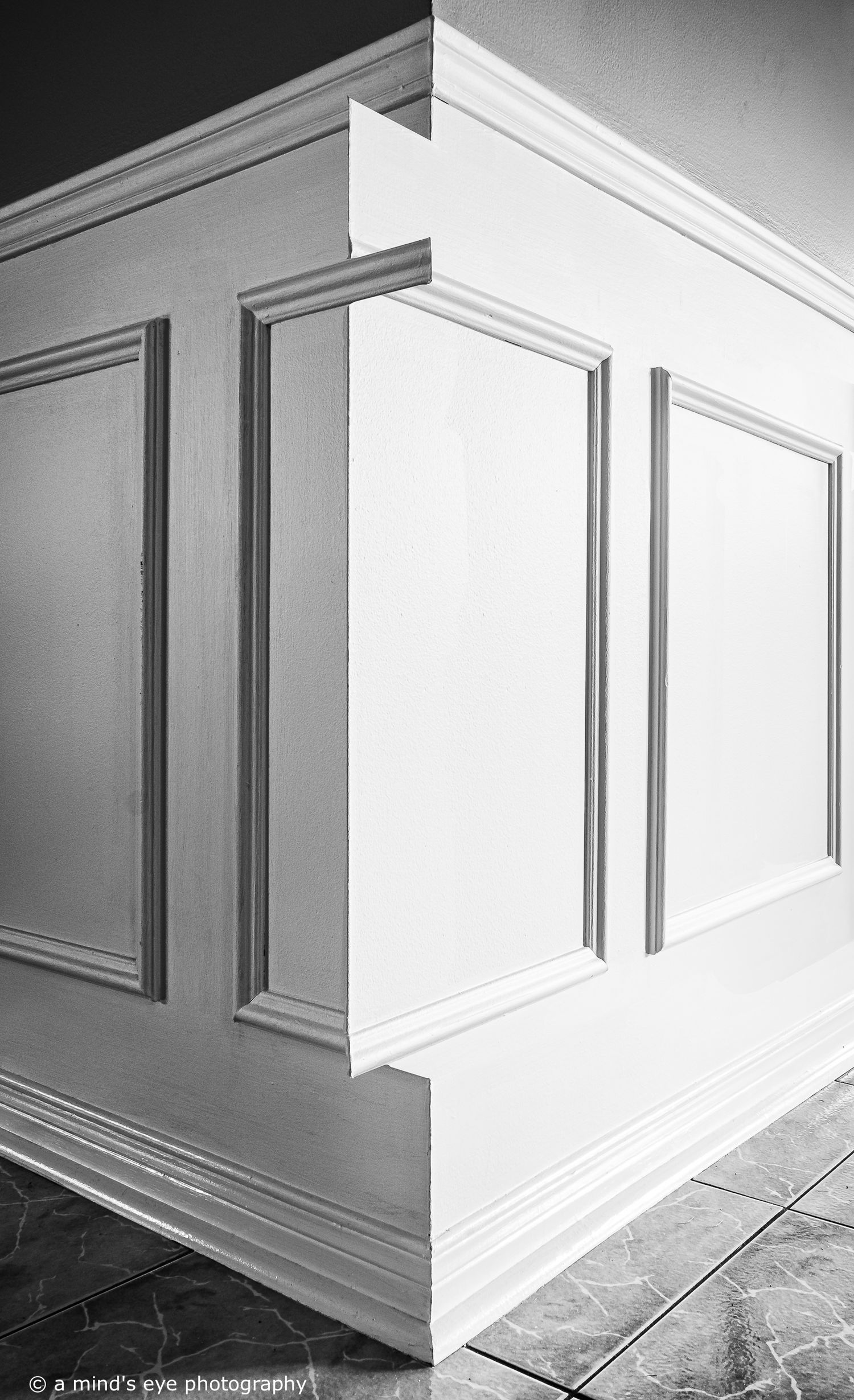 B&W photo, building, graphical image,  eyes, pattern, light, shadows, texture, details, abstract, house, interior, visually odd
