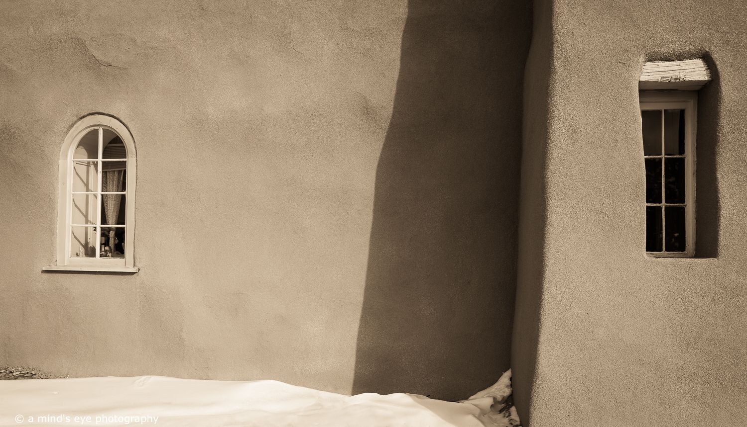 B&W sepia toned, image, architectural photo, building, graphical image, pattern, light, shadows, texture, details, abstract