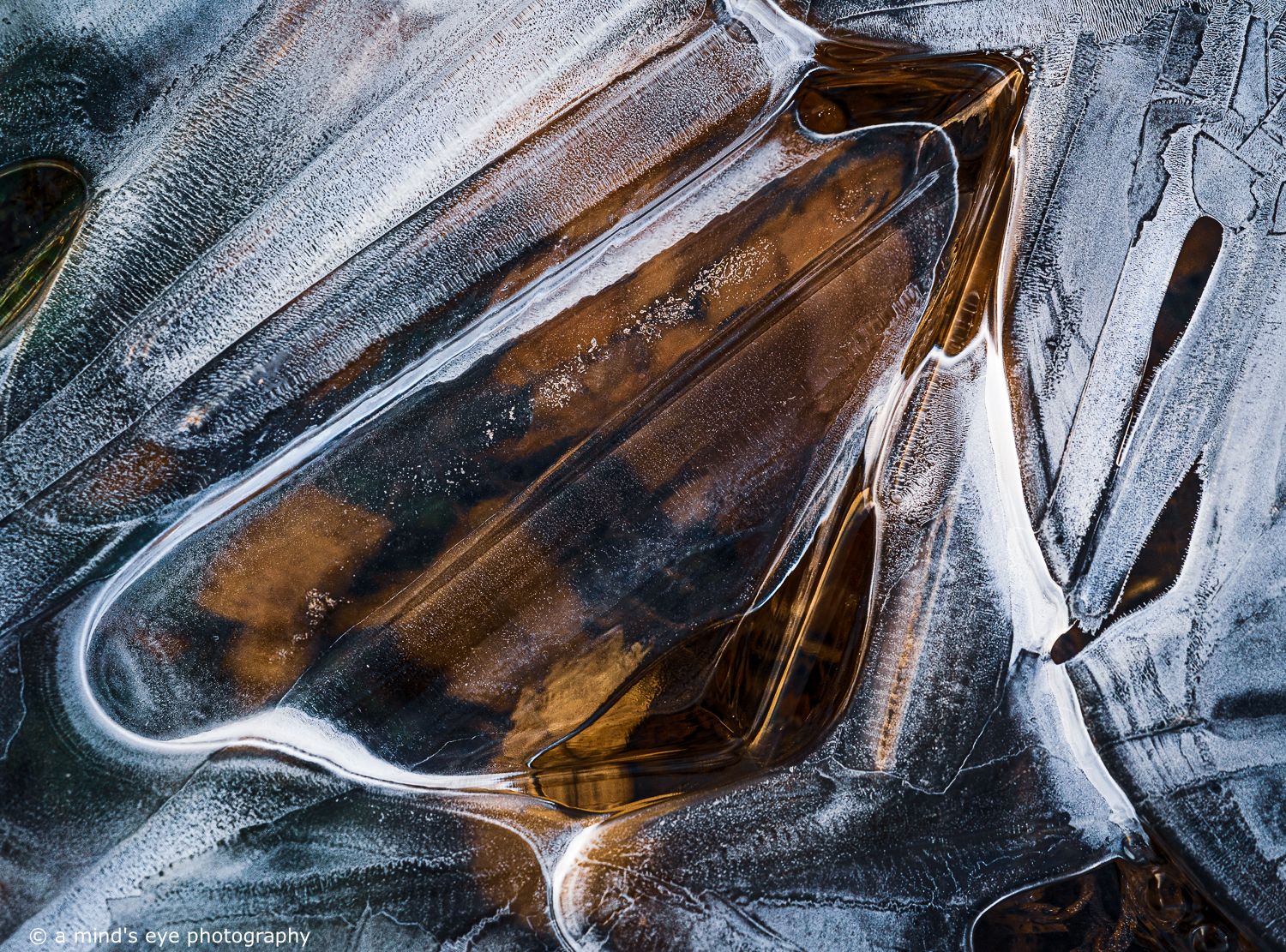 colour photo, frozen water, ice, trapped air, nature, abstract image, graphical photograph, winter