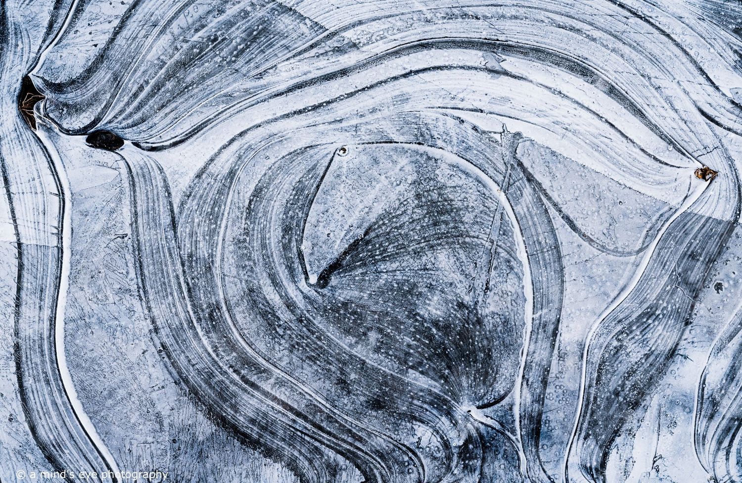 colour photo, frozen water, ice, trapped air, nature, abstract image, graphical photograph, winter