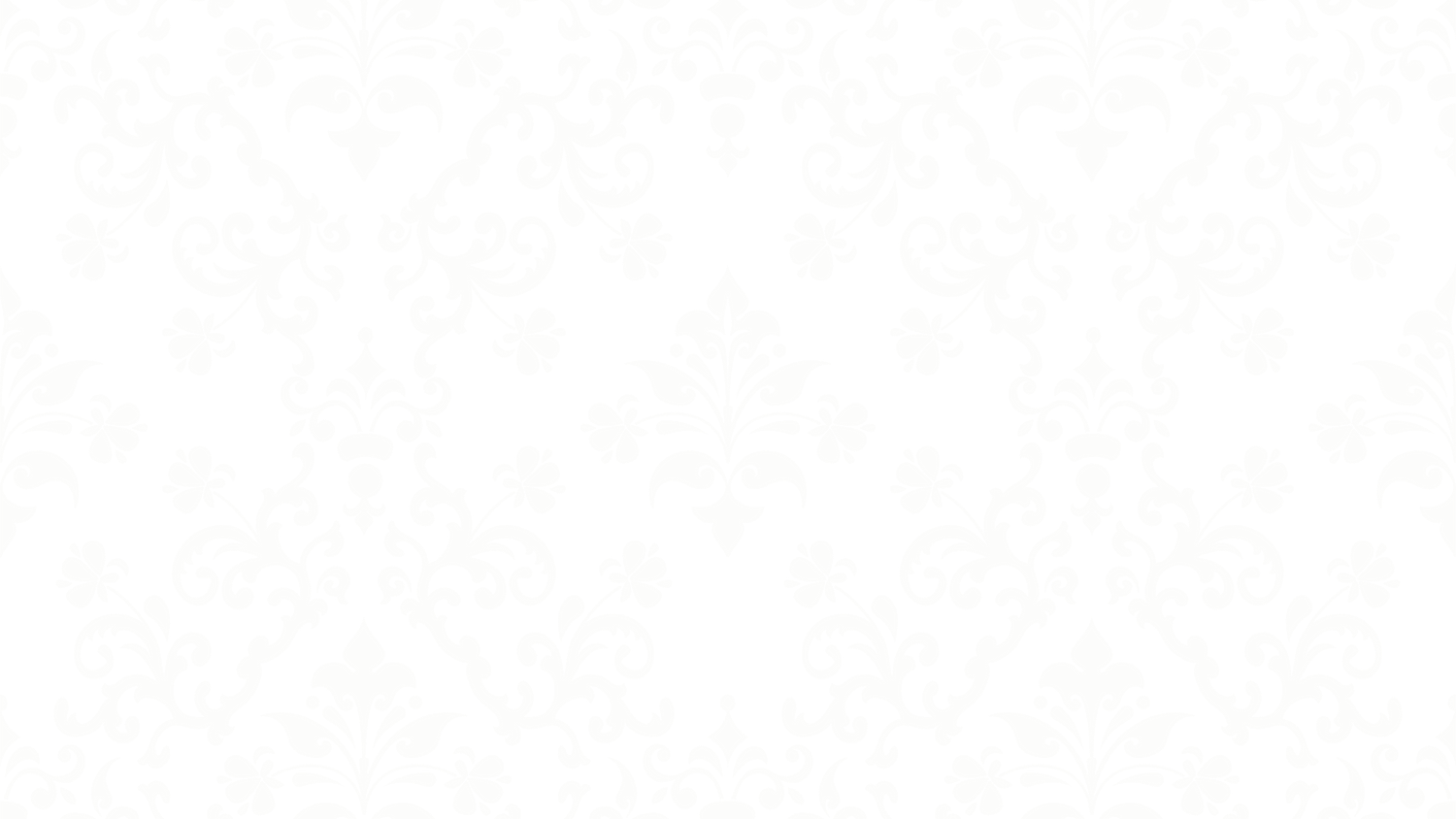 Elegant black and white damask pattern with ornate floral and heart motifs in a repeating symmetrical design.